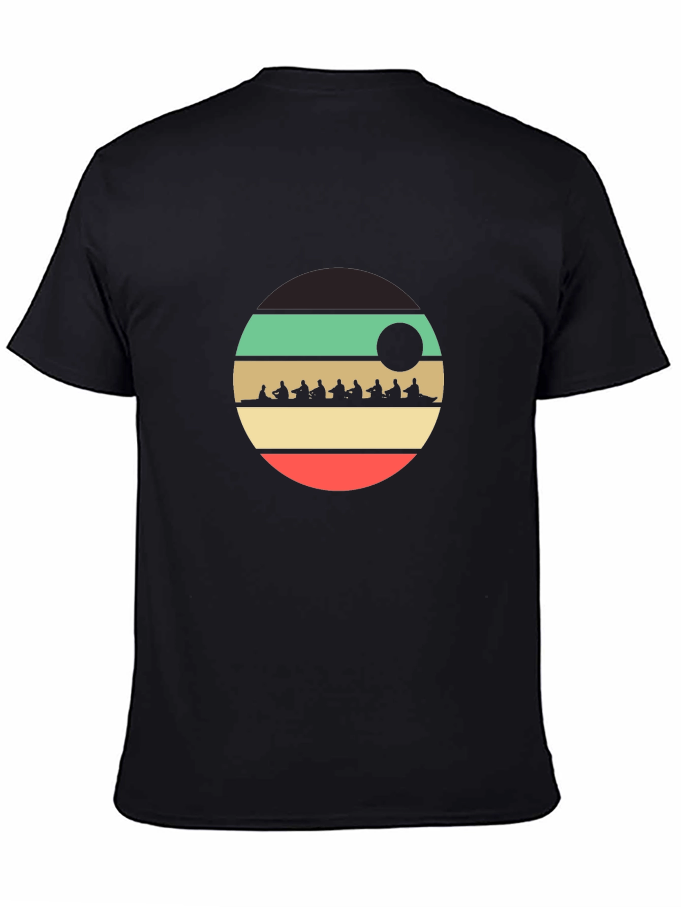 Black Rowing Team Retro Style T-Shirt view 4