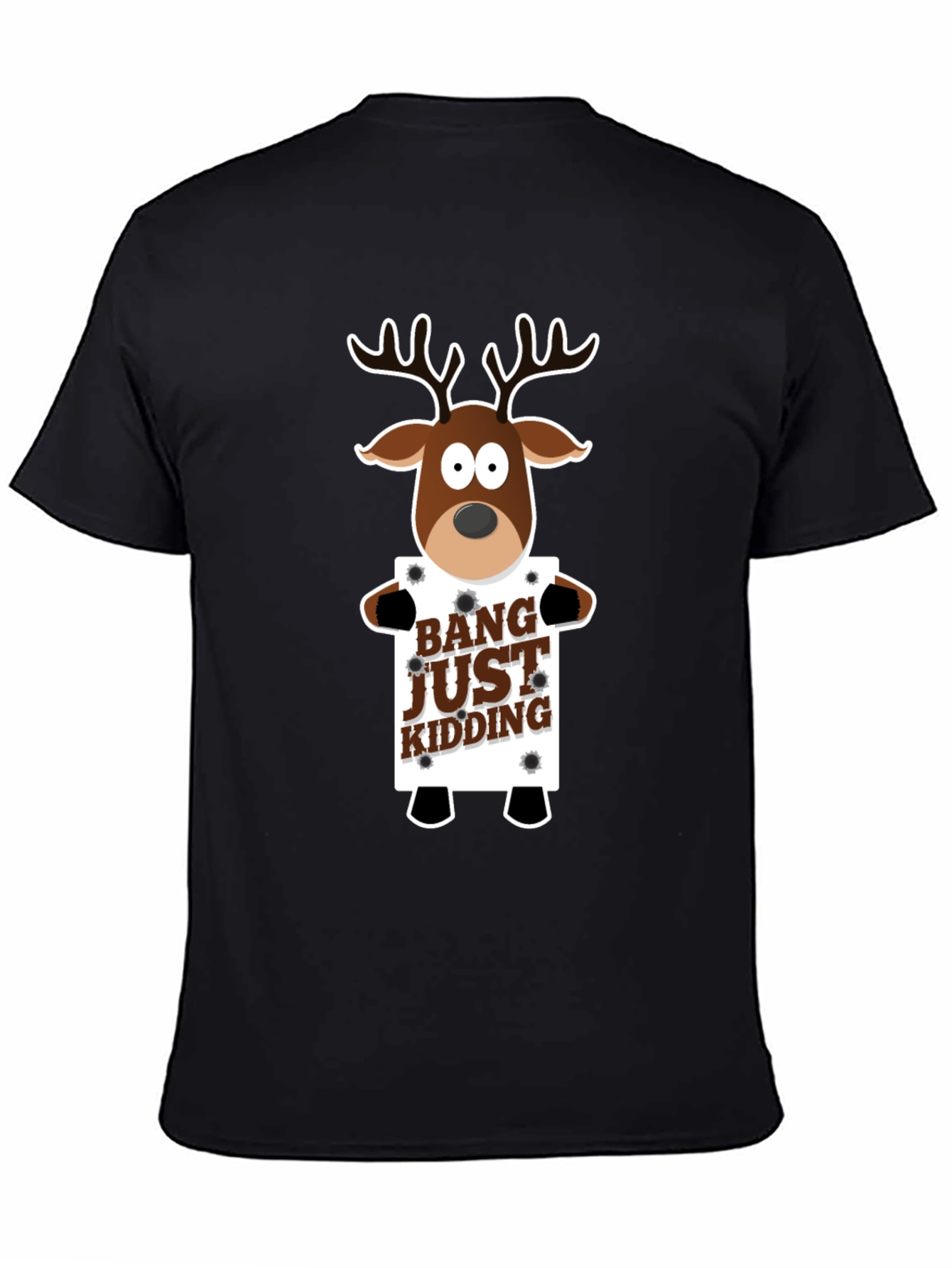 Black Bang Just Kidding Reindeer Graphic Tee view 4