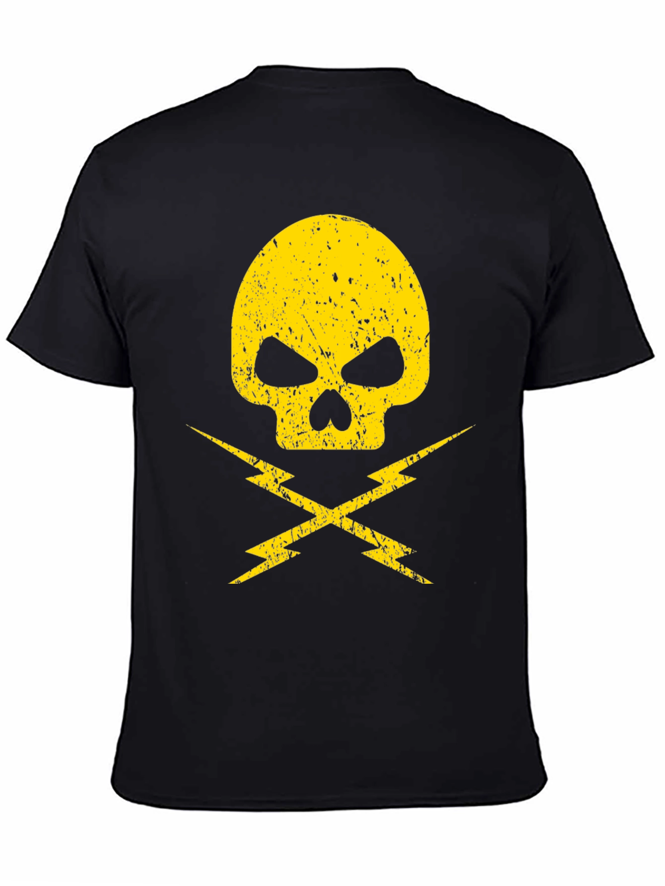 Black Skull & Lightning Bolt Black T-Shirt view 4