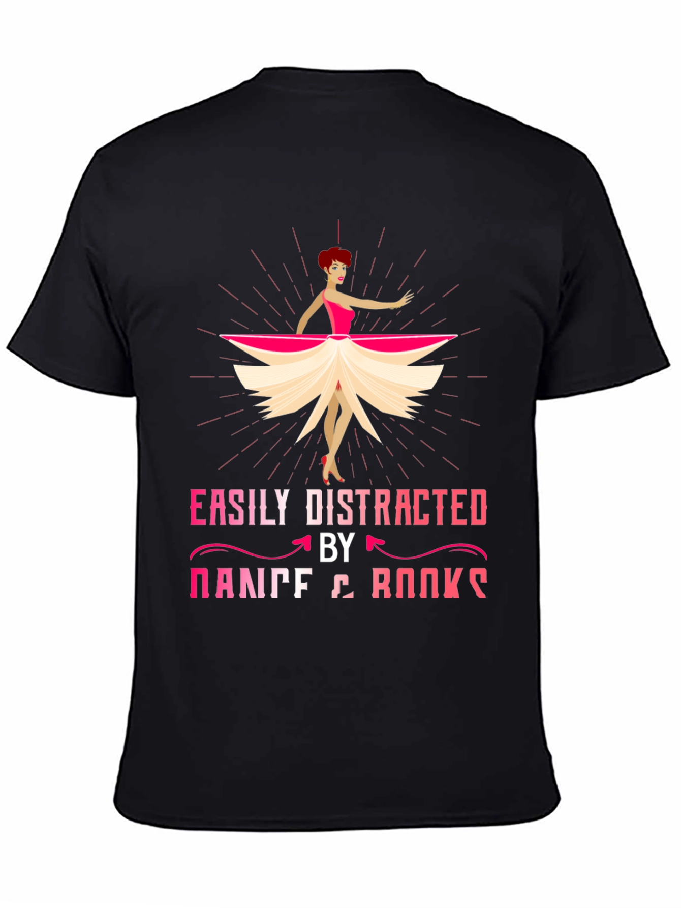 Black Easily Distracted by Dance & Books T-Shirt view 4