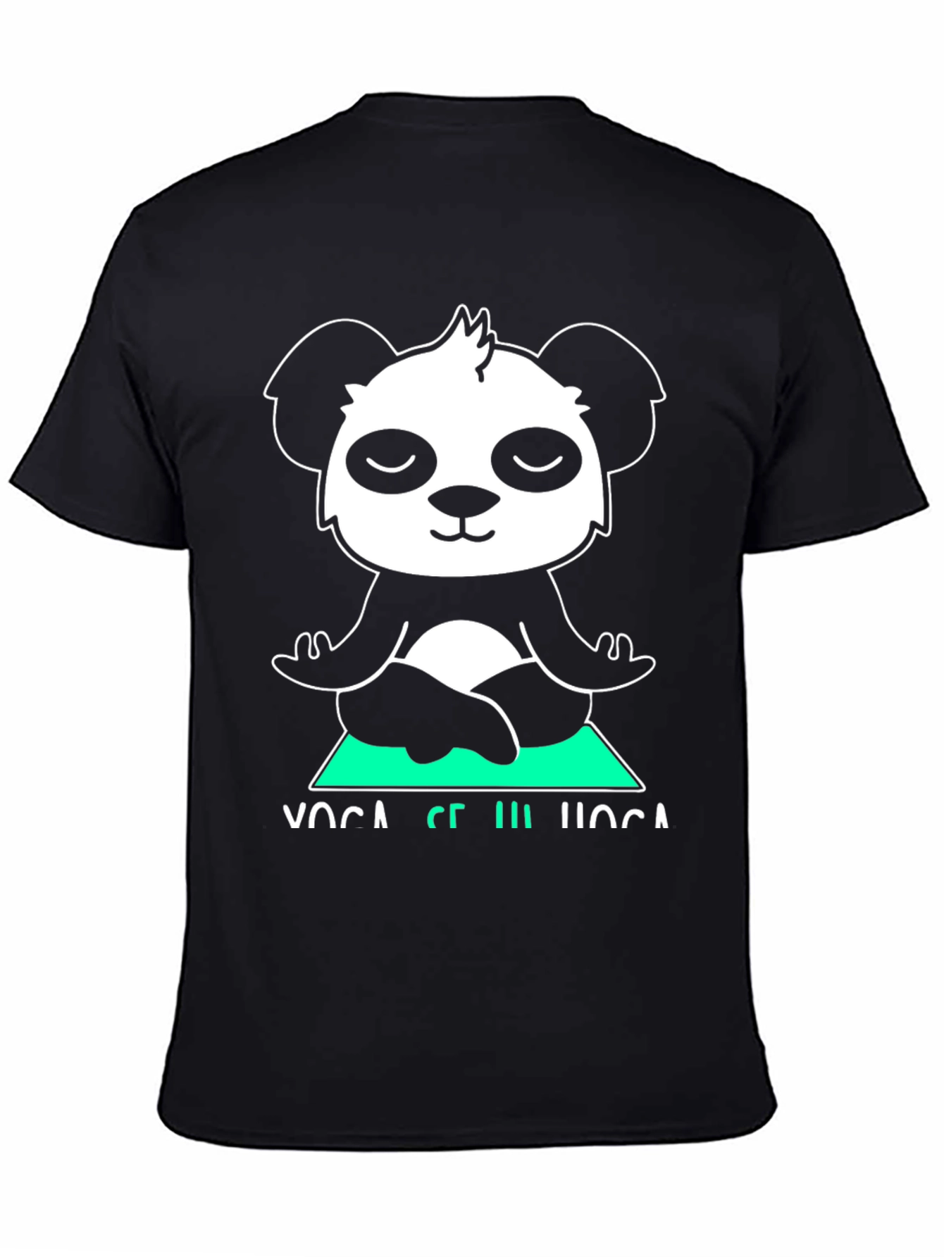 Black Yoga Panda Graphic Tee - Meditating Bear Shirt view 4