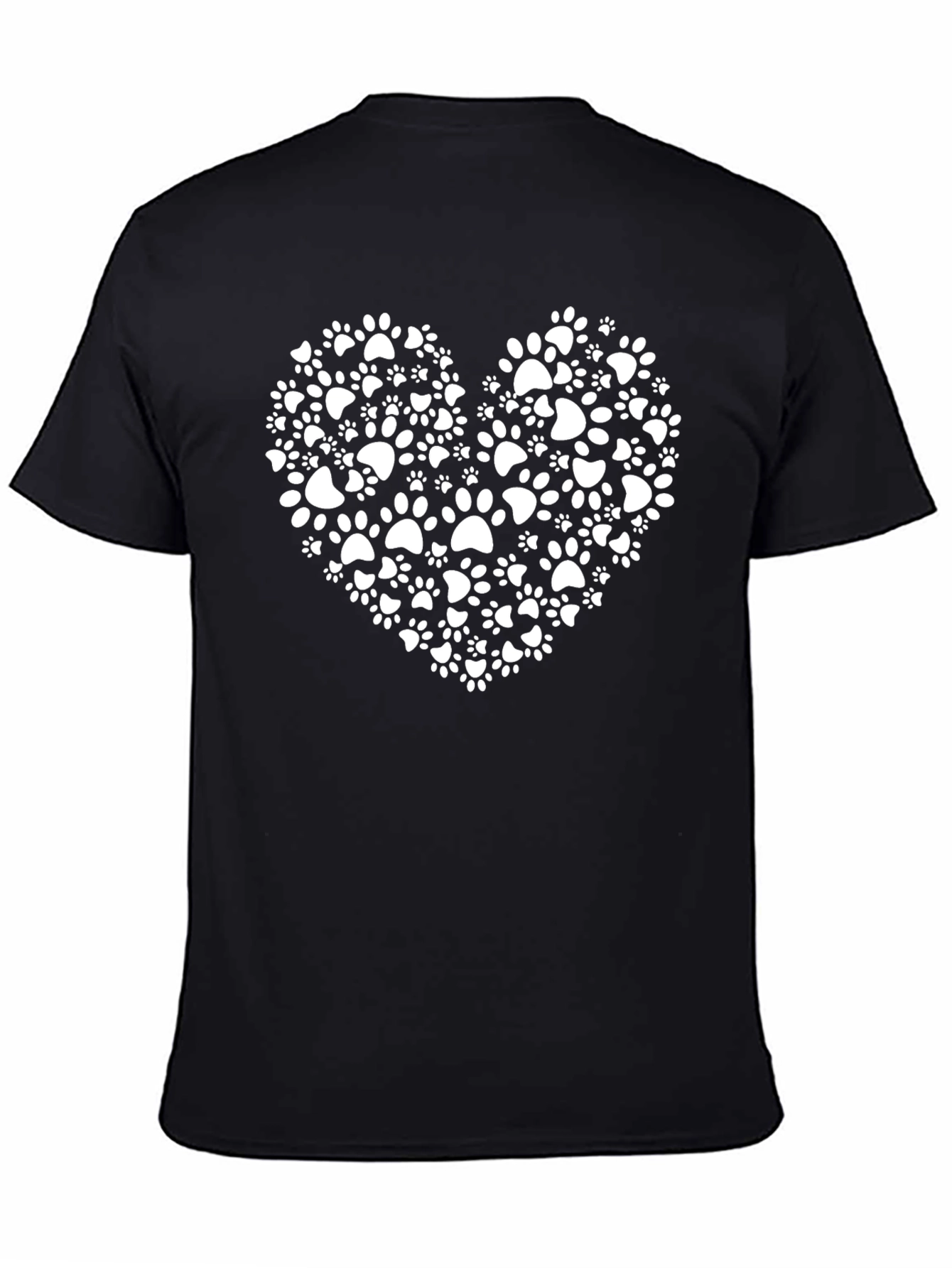 Black Paw Print Heart T-Shirt - Black view 4