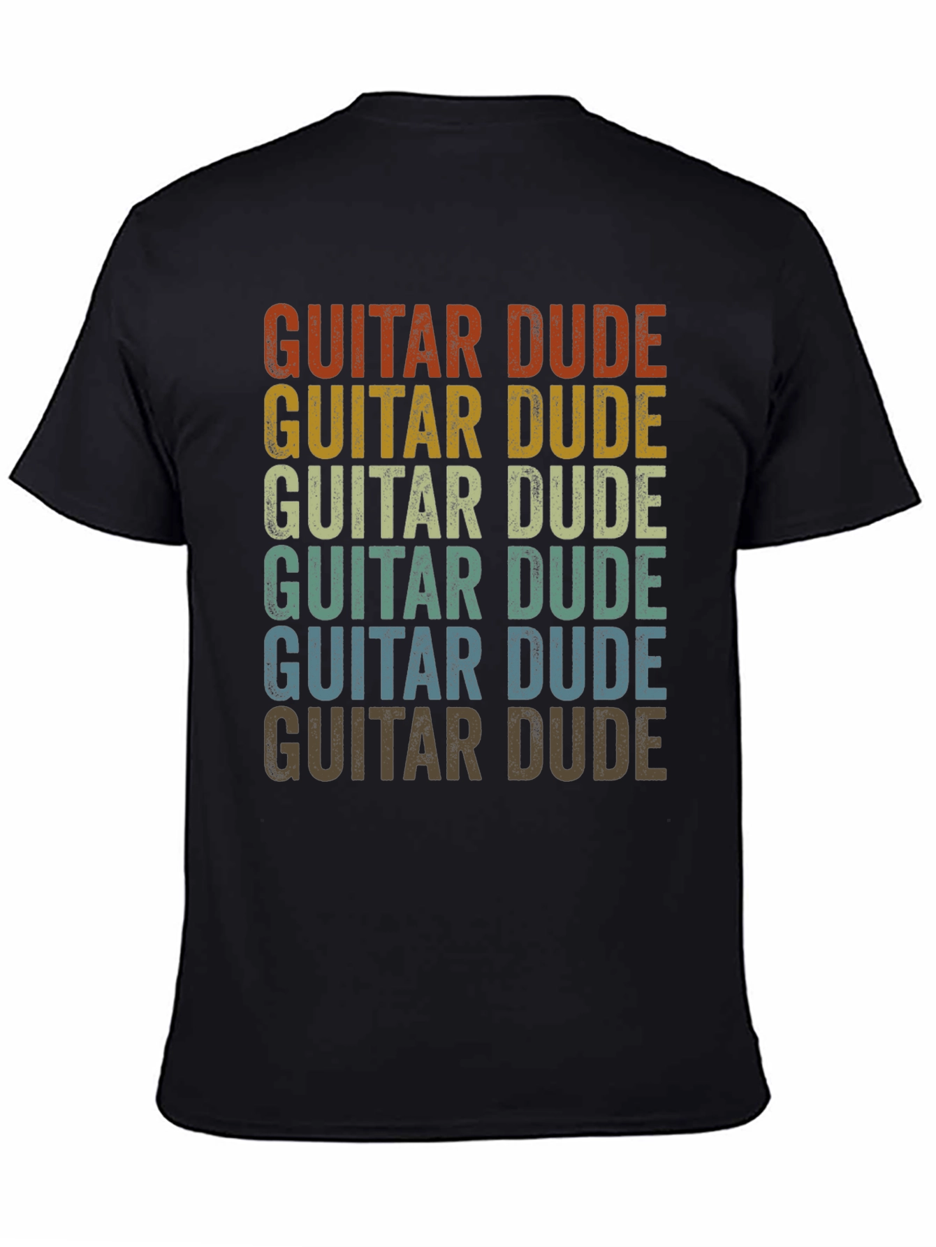 Black Guitar Dude Retro T-Shirt view 4