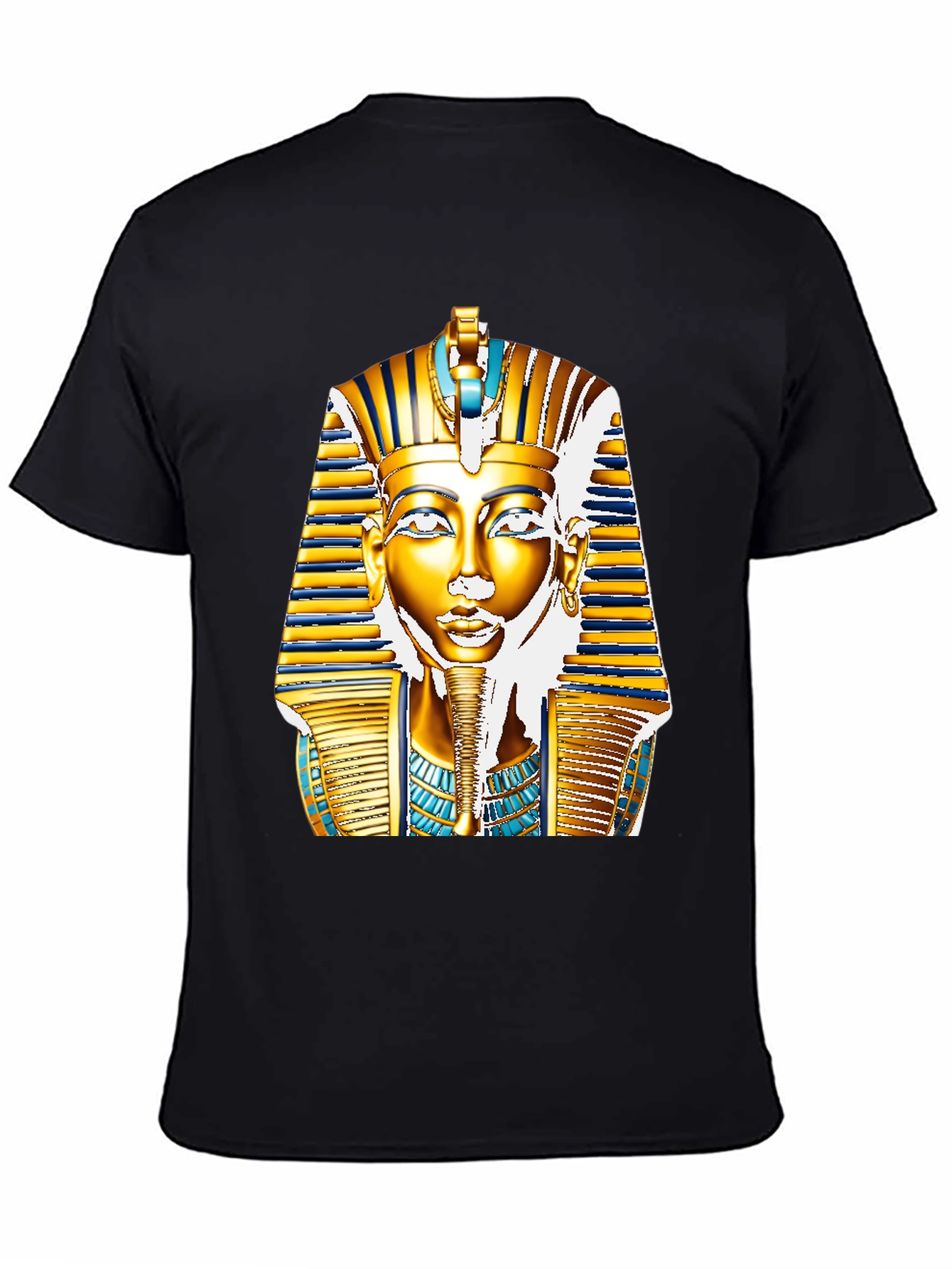 Black Egyptian Pharaoh T-Shirt - Gold King Tut Design view 4