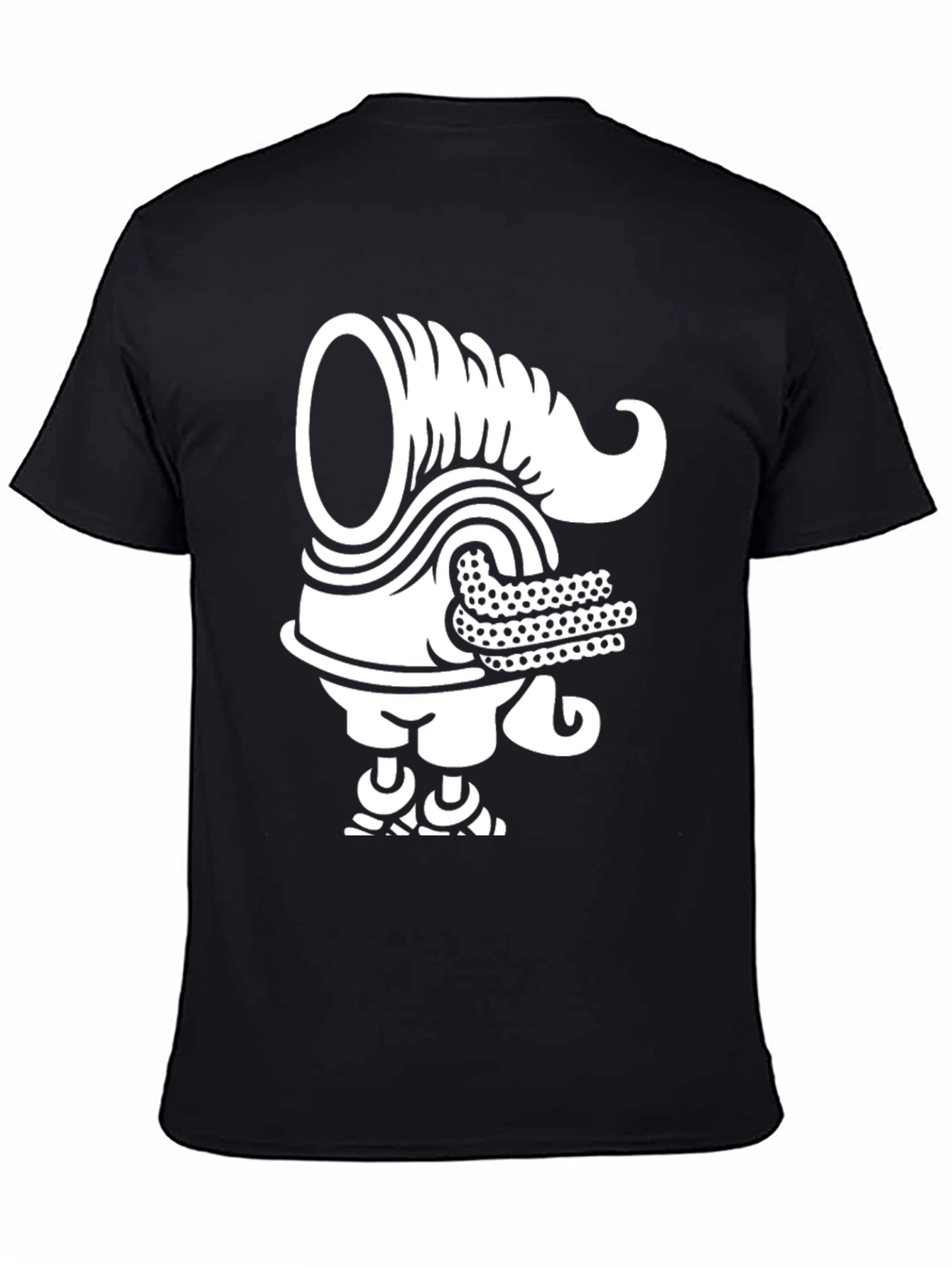 Black Unique Graphic Tee - Black T-Shirt with White Design view 4