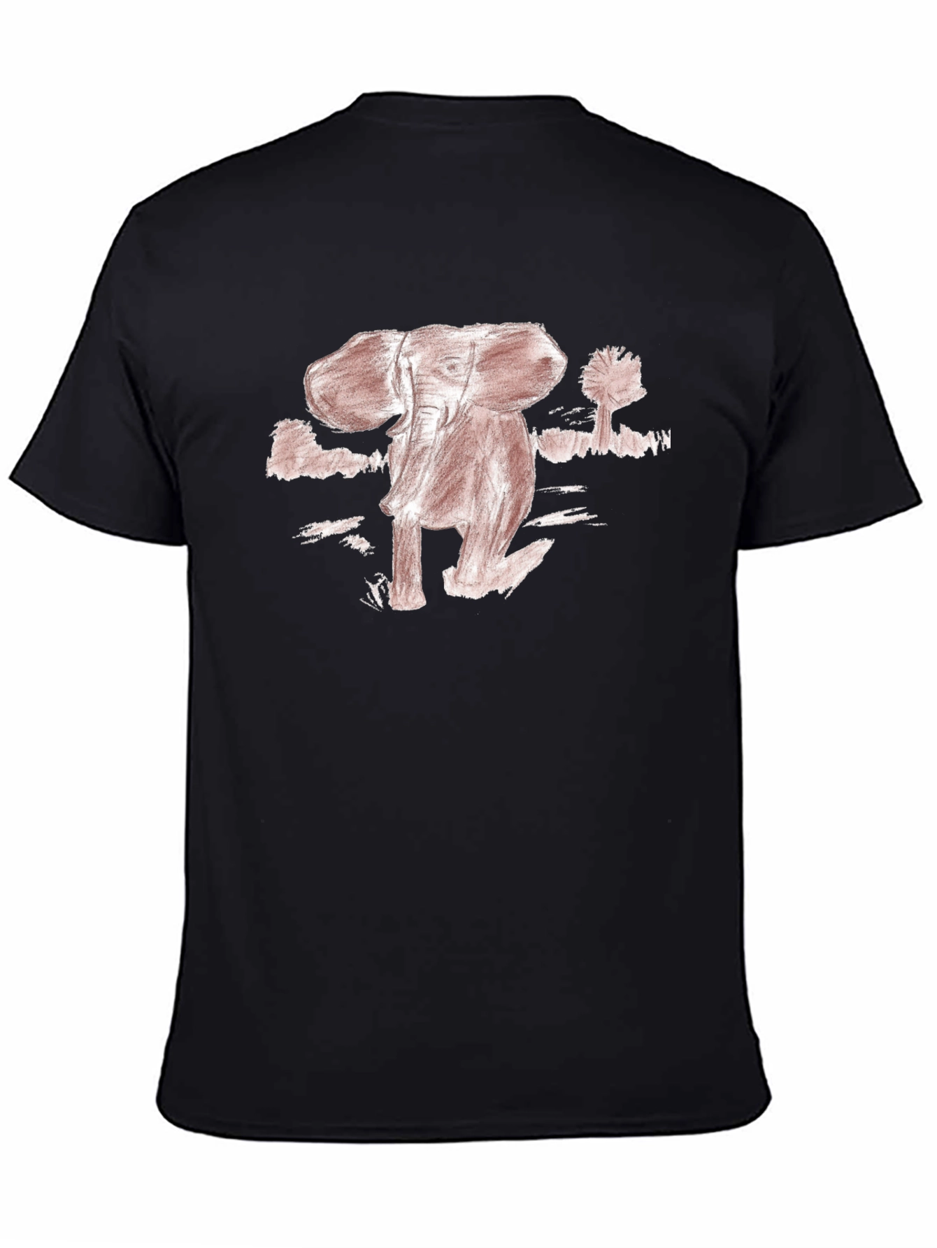 Black Elephant Sketch Graphic T-Shirt view 4