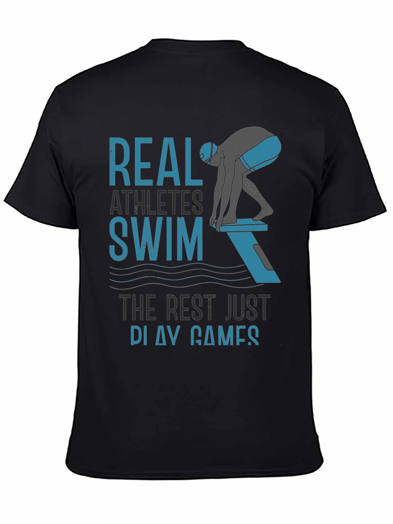 Black Real Athletes Swim T-Shirt - Black Cotton Tee view 4
