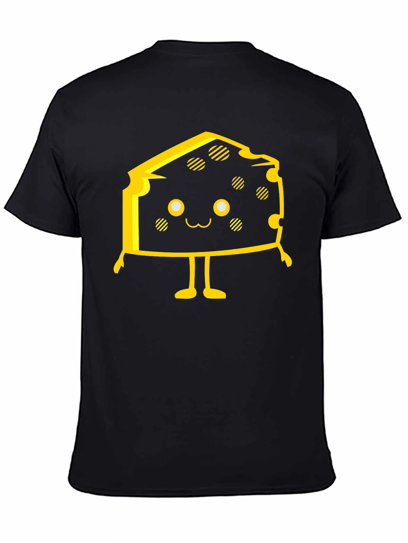 Black Cute Cartoon Cheese Graphic Black T-Shirt view 4