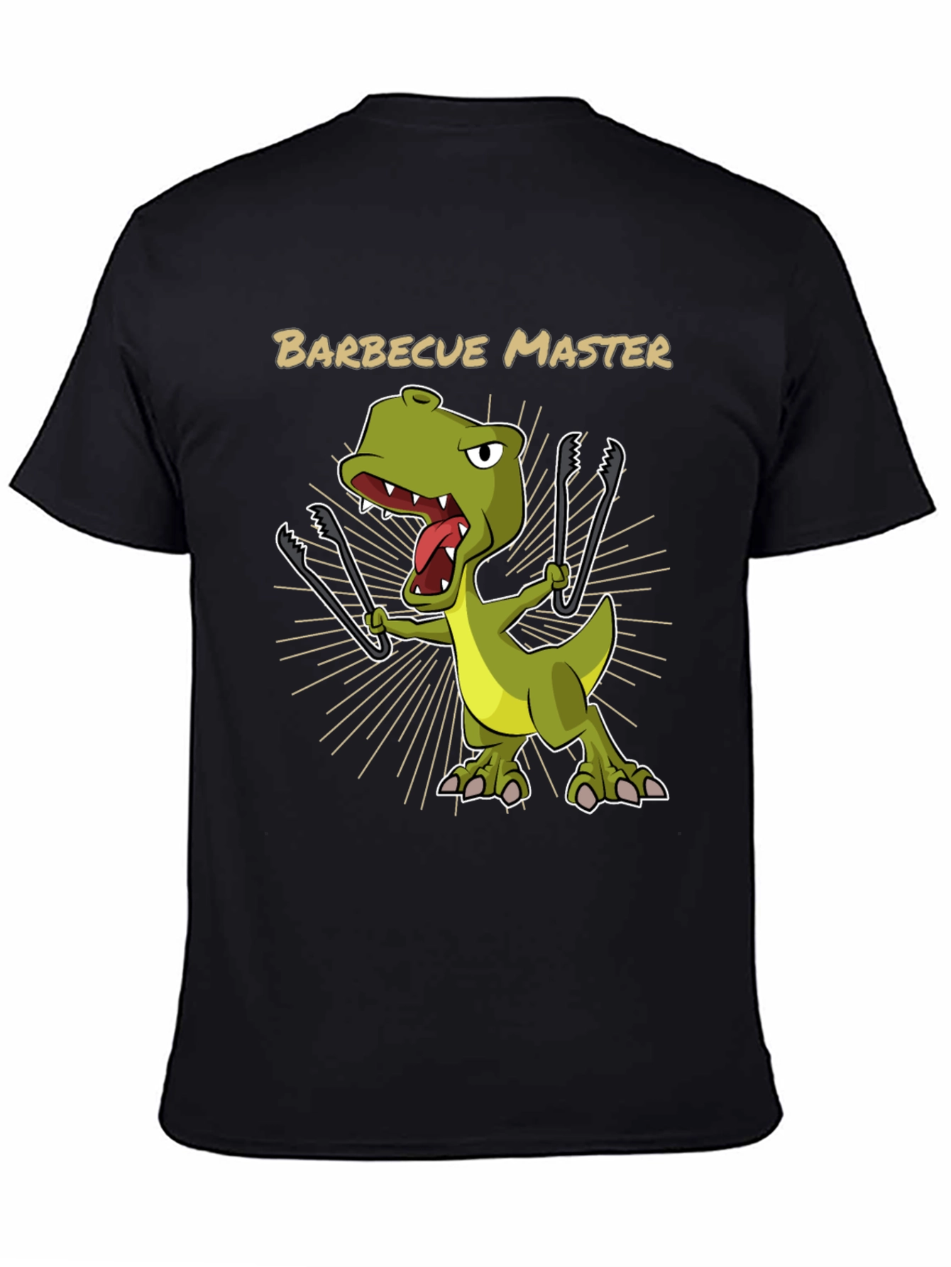 Black BBQ Master T-Rex Graphic Tee view 4