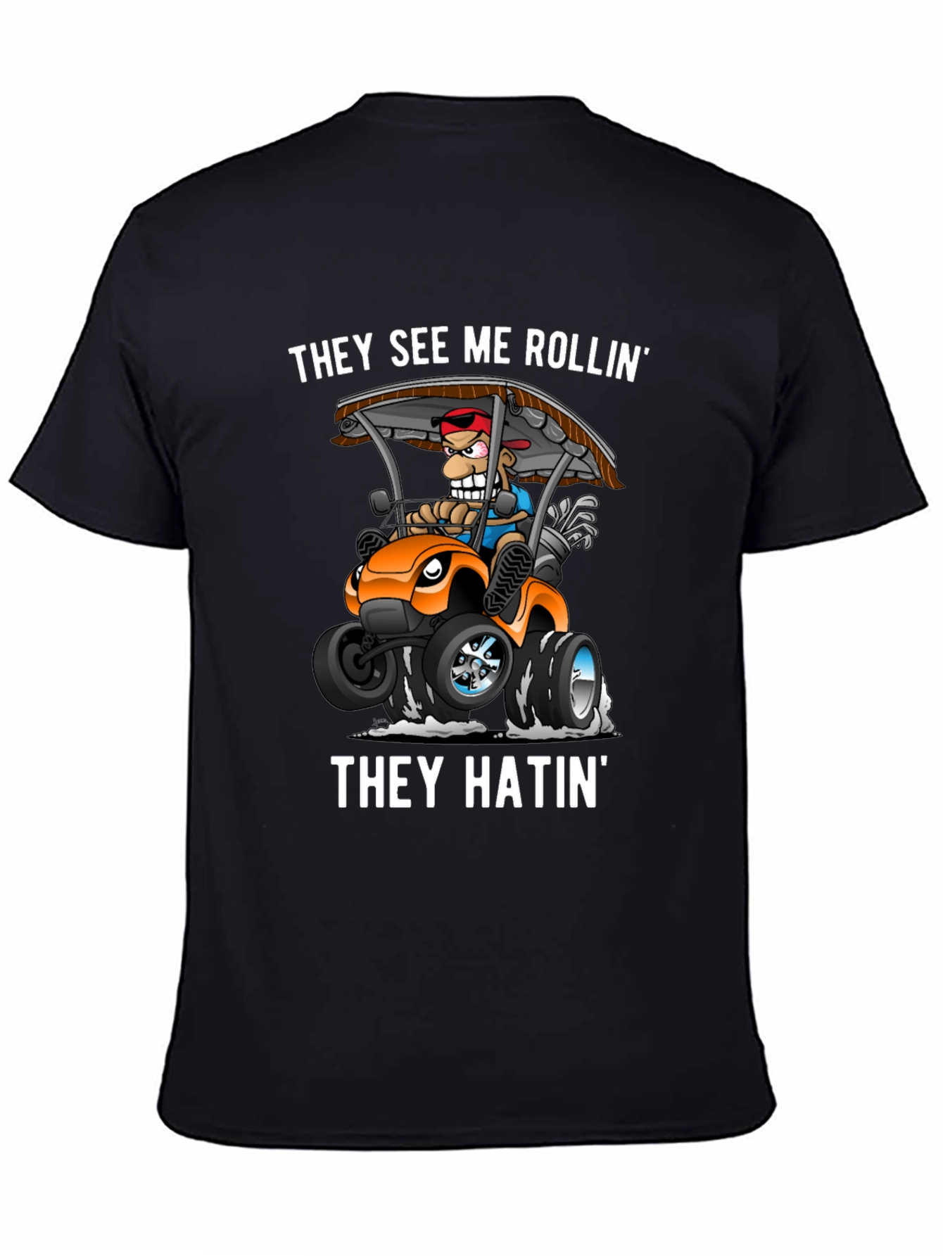 Black Funny "They See Me Rollin'" Graphic Tee view 4