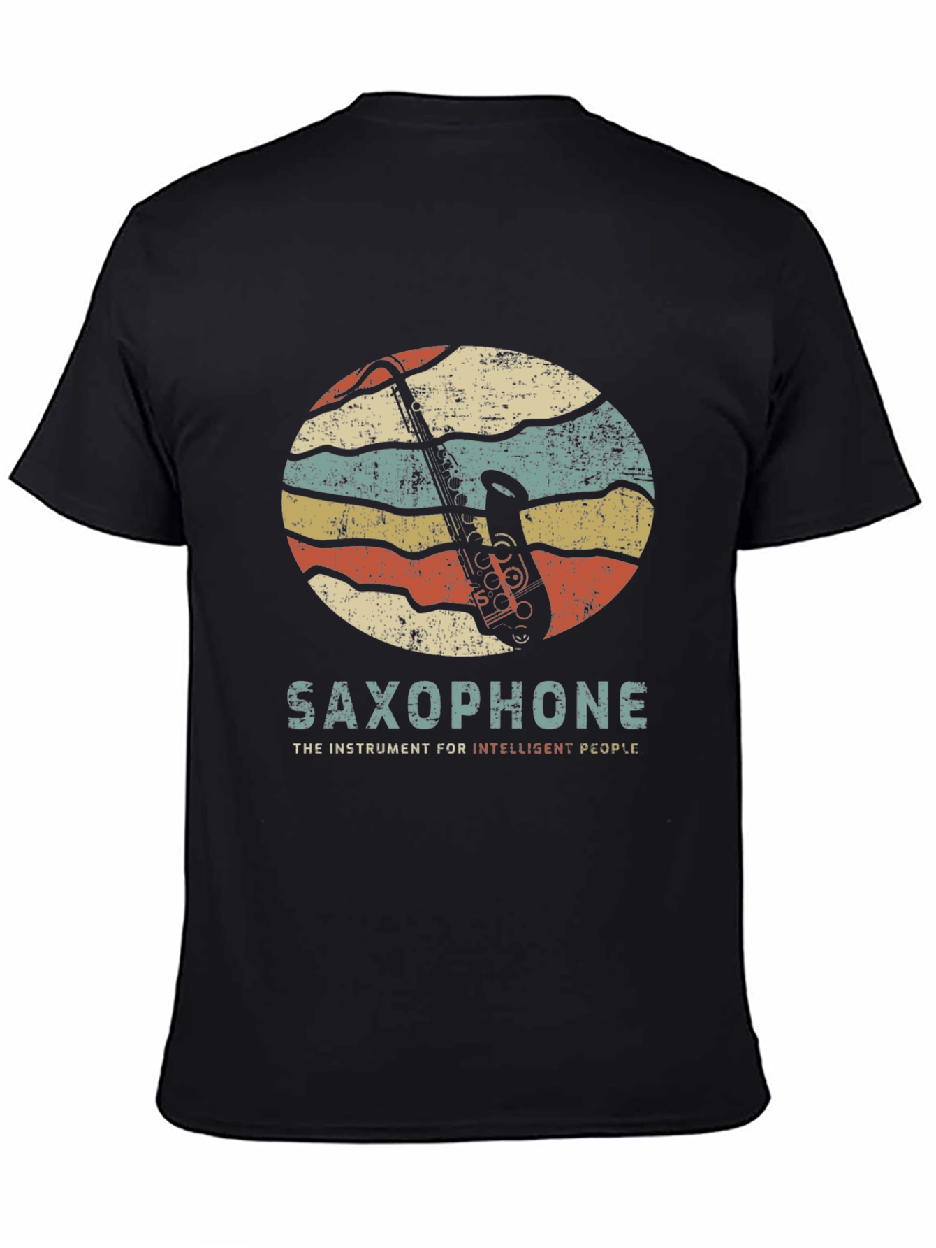 Black Saxophone Retro Graphic T-Shirt view 4