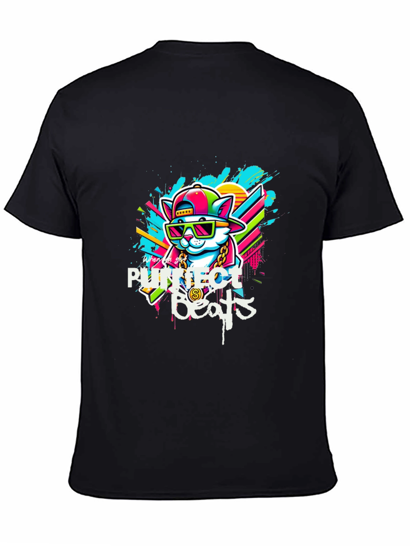 Black Purrfect Beats Black T-Shirt view 4