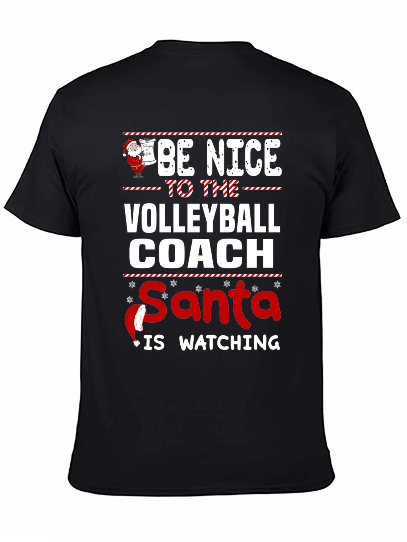 Black Funny Christmas Volleyball Coach T-Shirt view 4