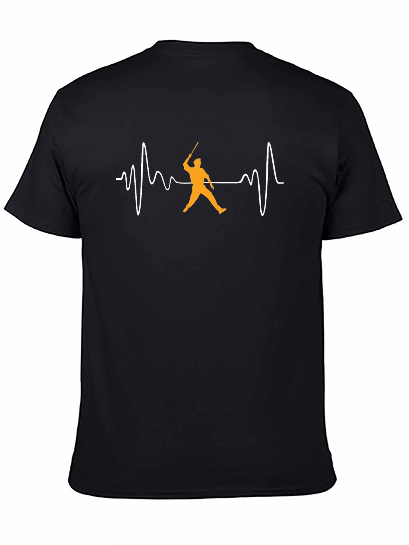 Black Cricket Heartbeat T-Shirt - Black Cotton Tee view 4
