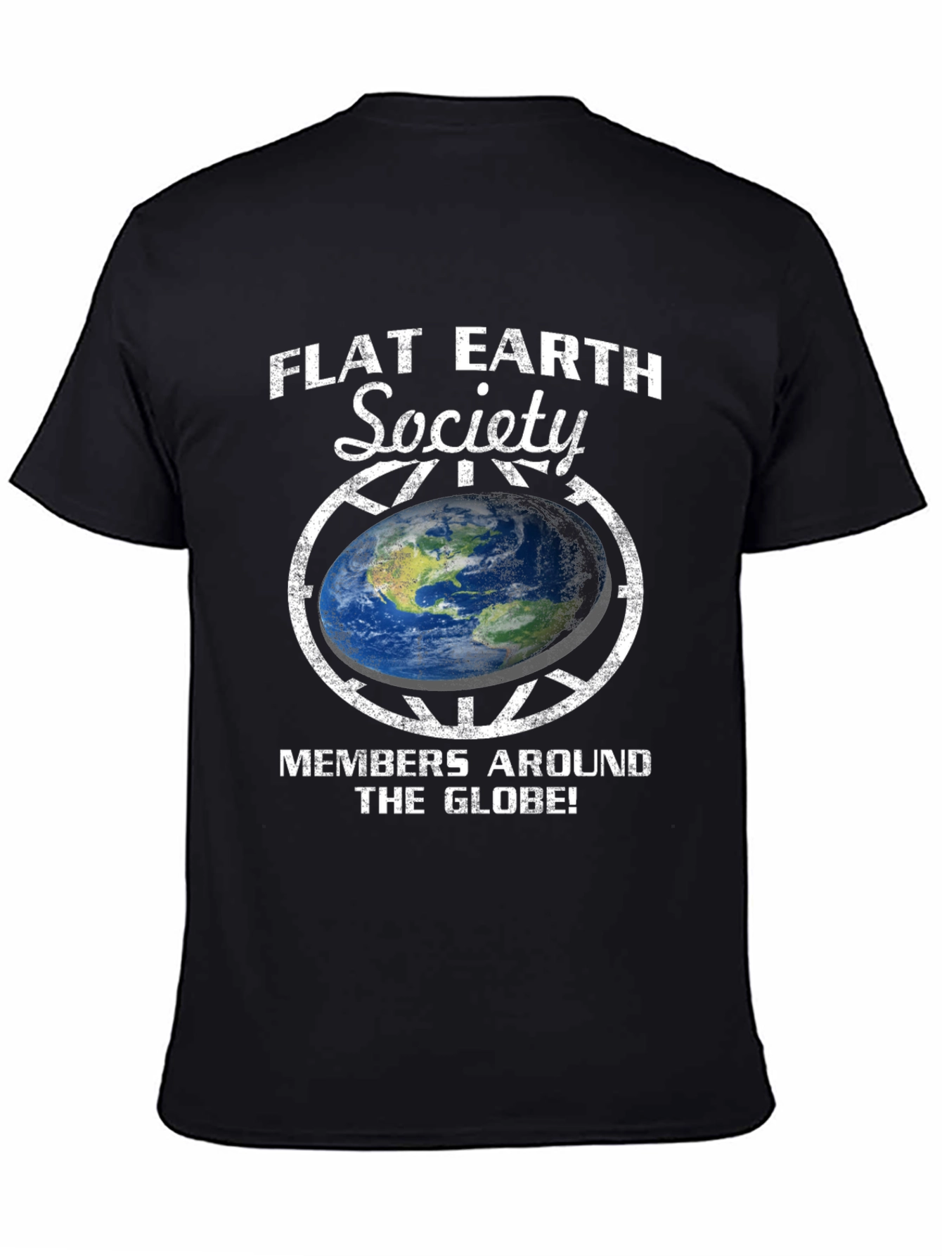 Black Flat Earth Society Graphic T-Shirt view 4