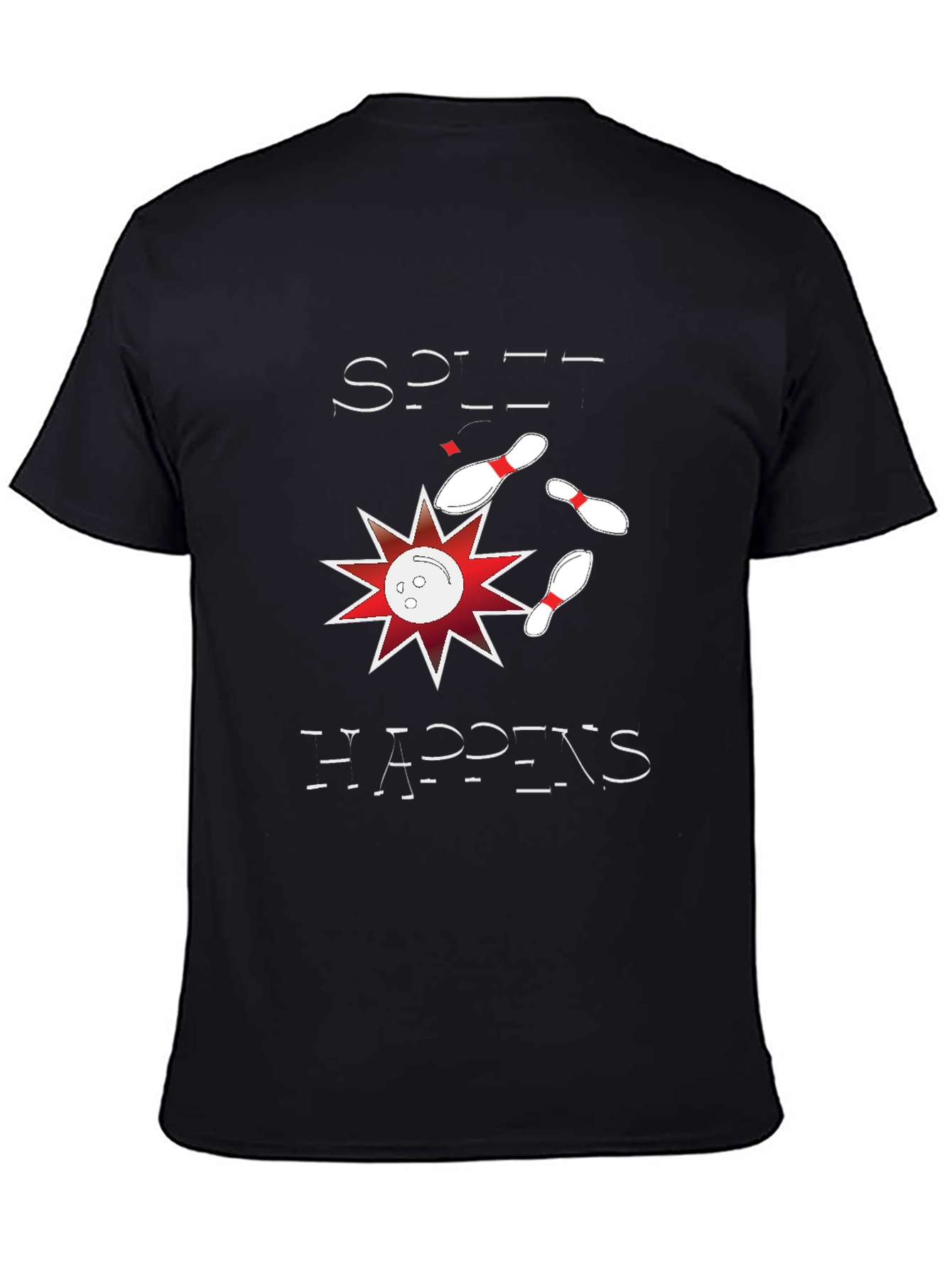 Black Split Happens Graphic Tee - Bowling Design view 4