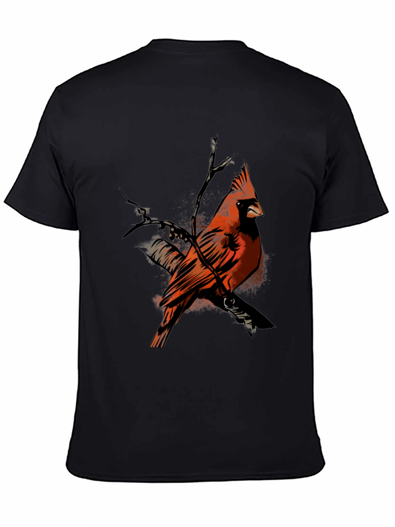 Black Cardinal Bird Graphic Black T-Shirt view 4