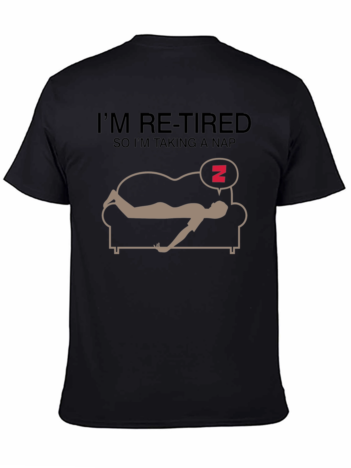 Black Funny Re-Tired Nap T-Shirt view 4