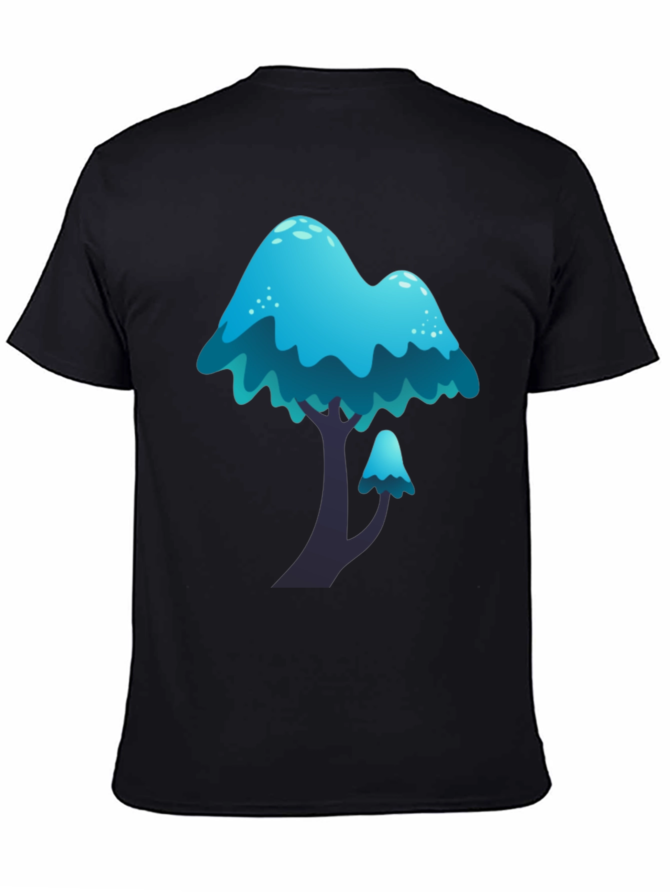 Black Blue Mushroom Graphic Tee - Funky Casual Wear view 4