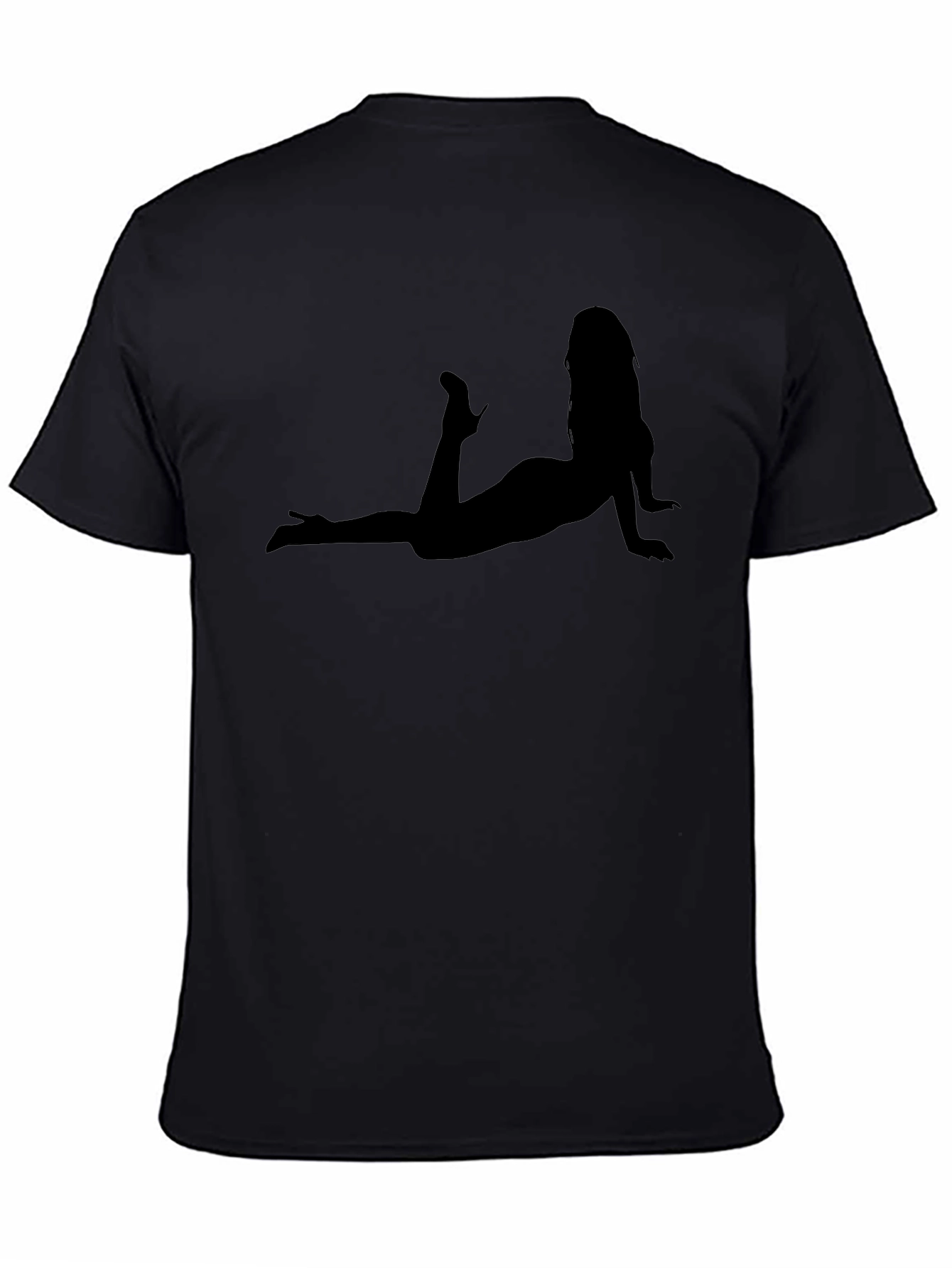 Black Silhouette Woman Tee - Classic Black Cotton T-Shirt view 4