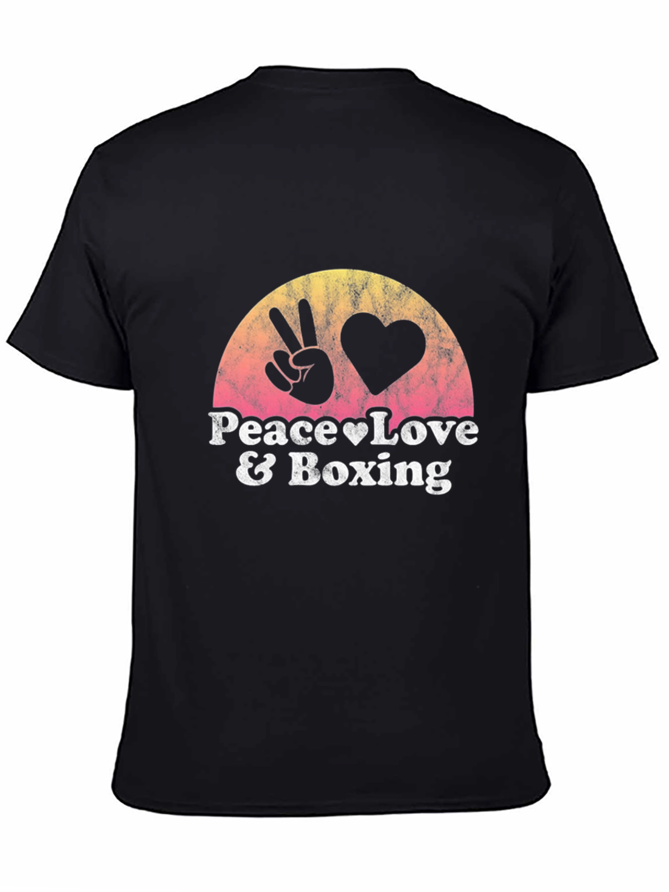 Black Peace Love and Boxing Black T-Shirt view 4