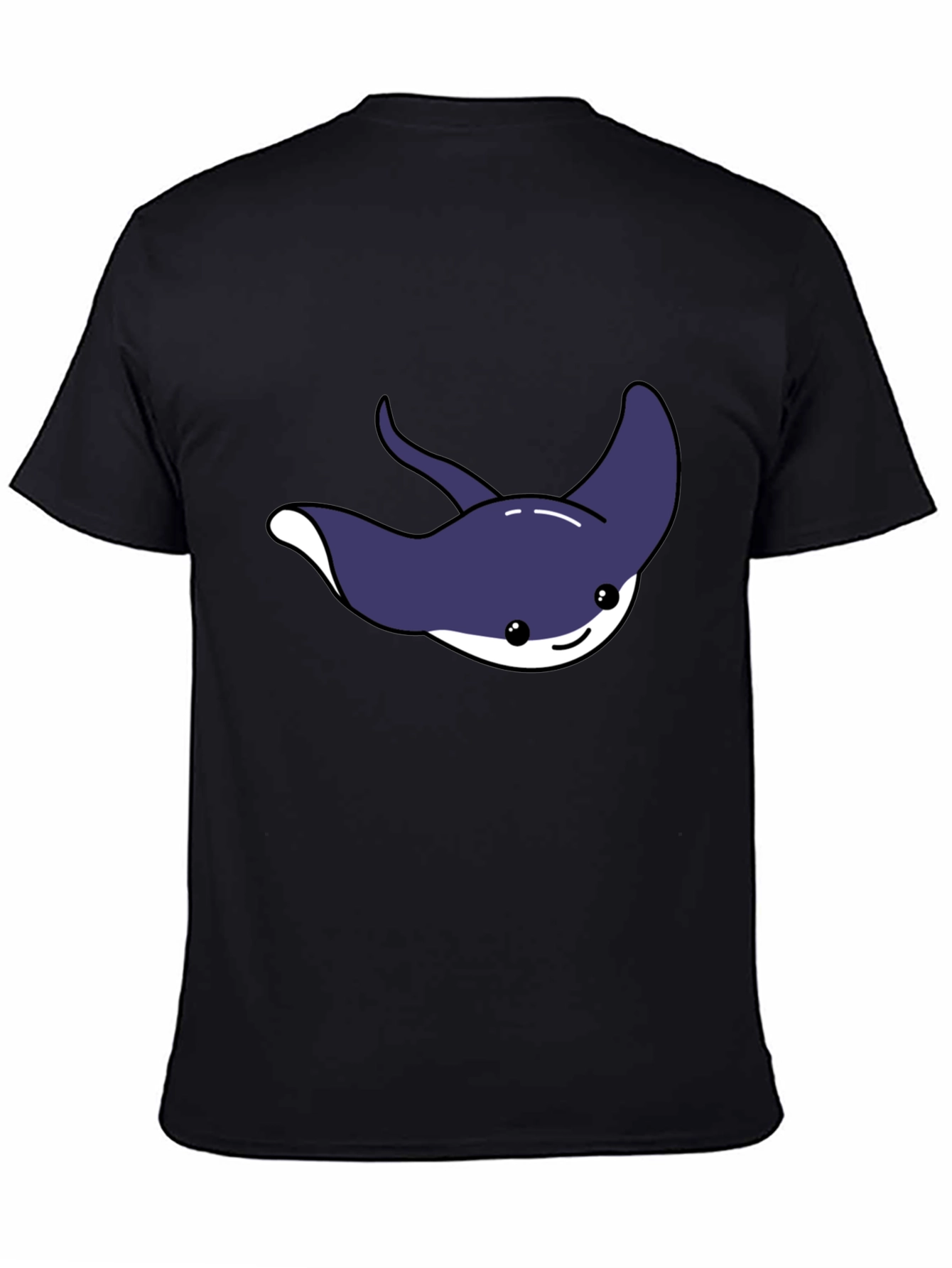 Black Cute Cartoon Stingray Graphic Tee view 4