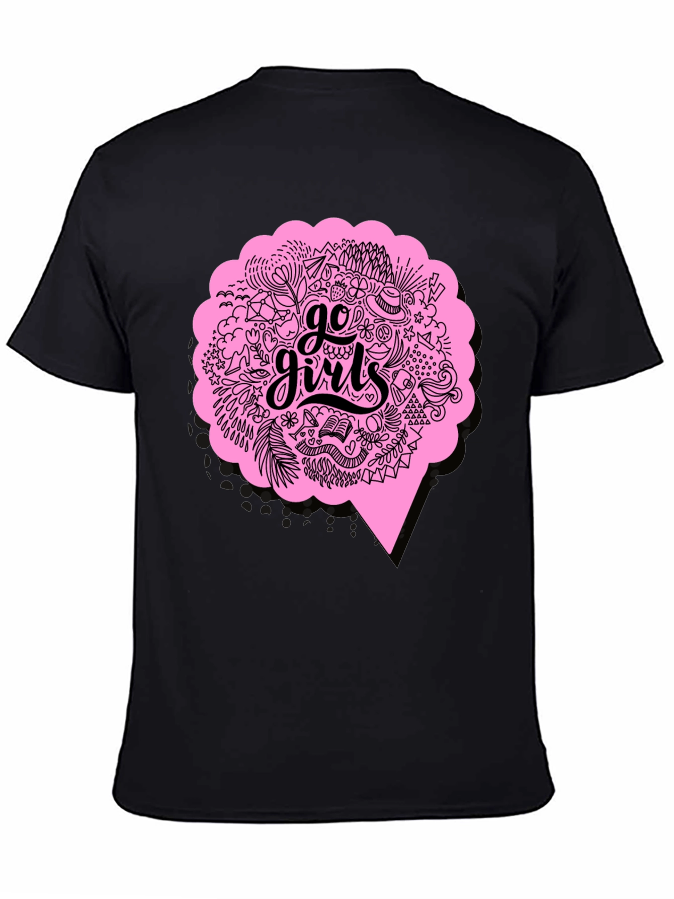 Black Go Girls Graphic Tee - Black Cotton T-Shirt view 4