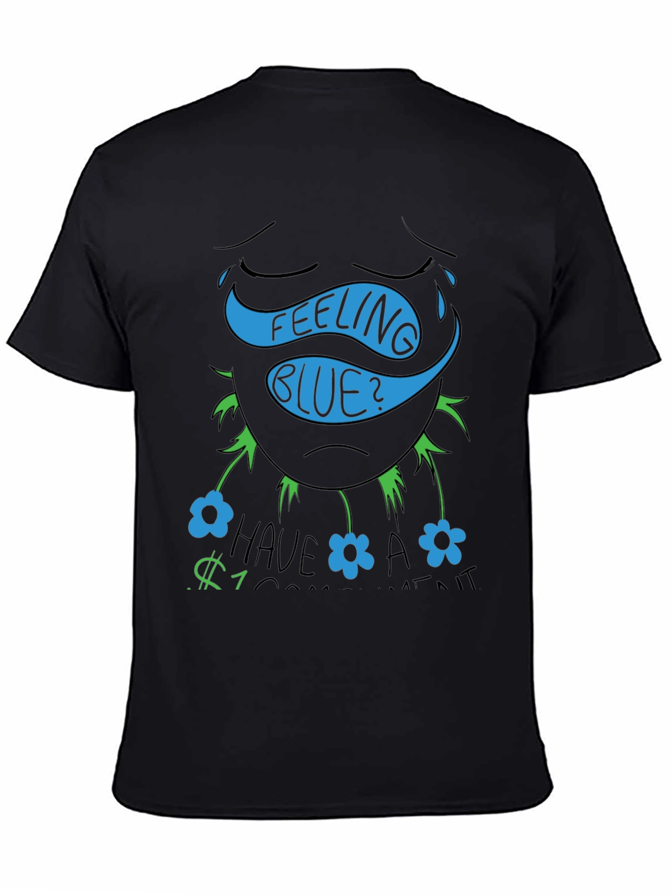 Black Feeling Blue? Funny Graphic T-Shirt view 4