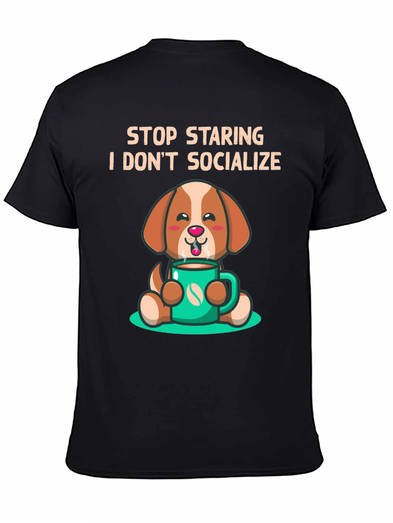Black Funny Dog Coffee Graphic T-Shirt view 4