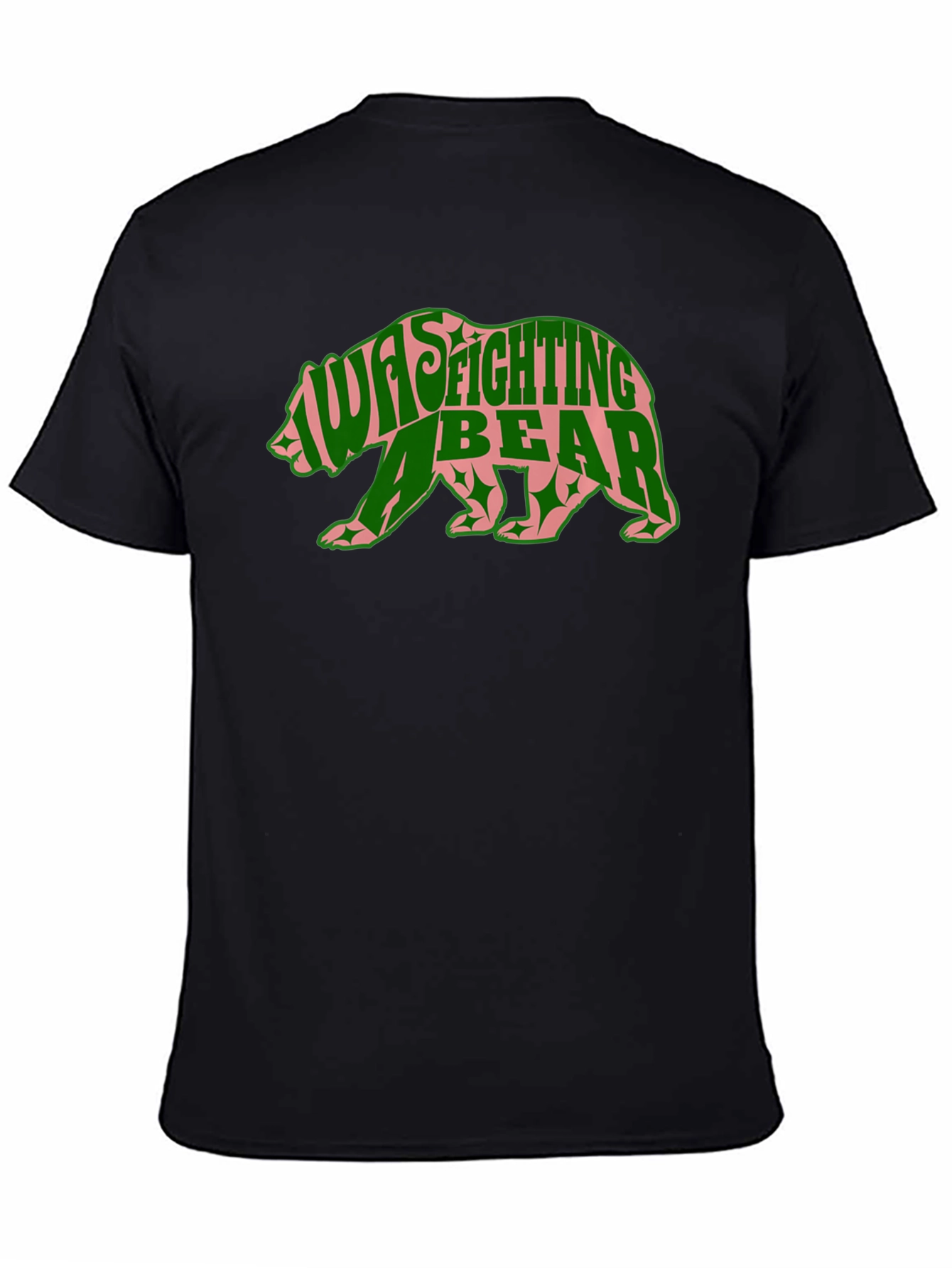Black I Was Fighting a Bear Graphic Tee - Novelty Animal T-Shirt view 4