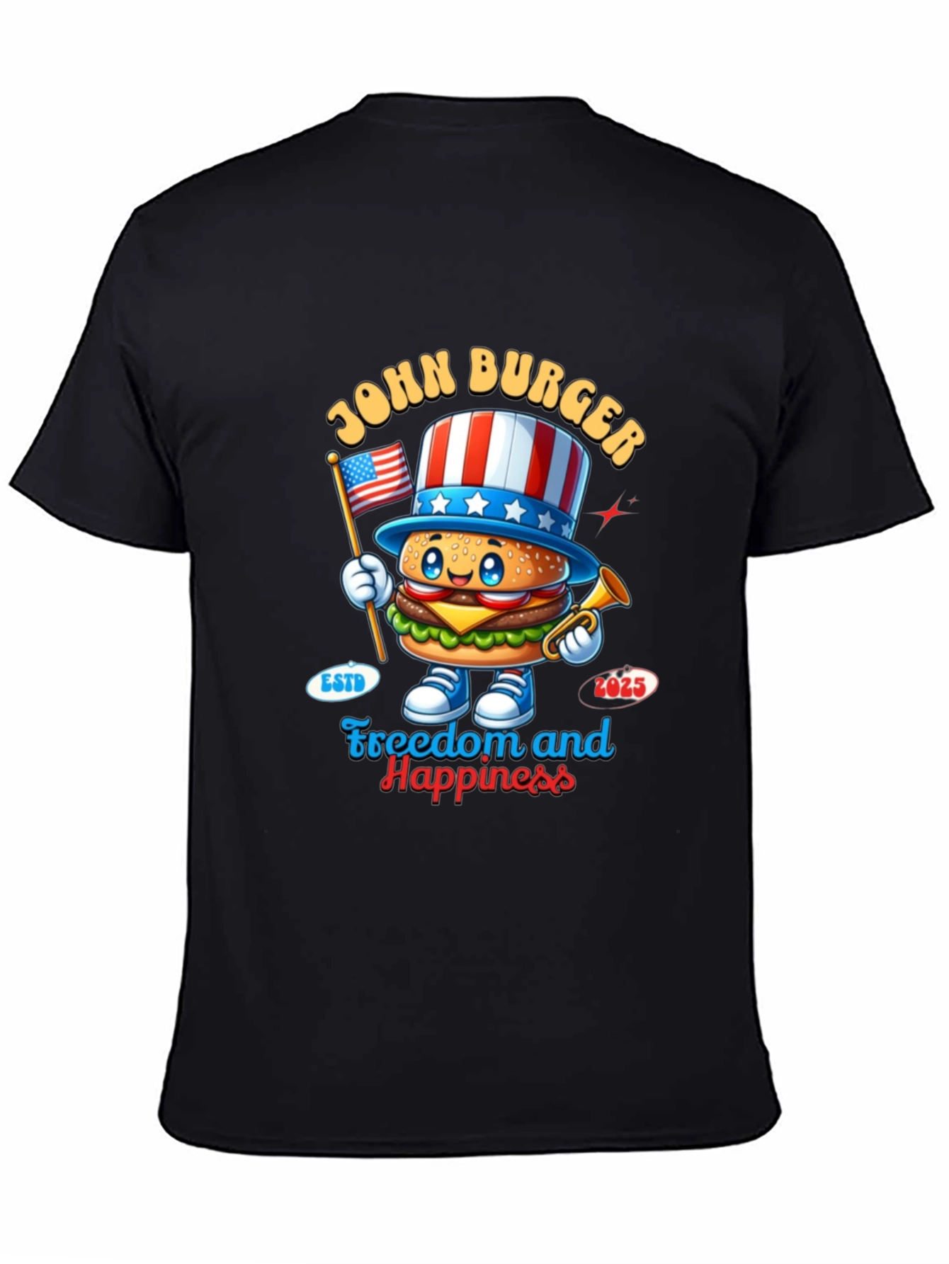 Black John Burger Graphic Tee - Freedom & Happiness view 4