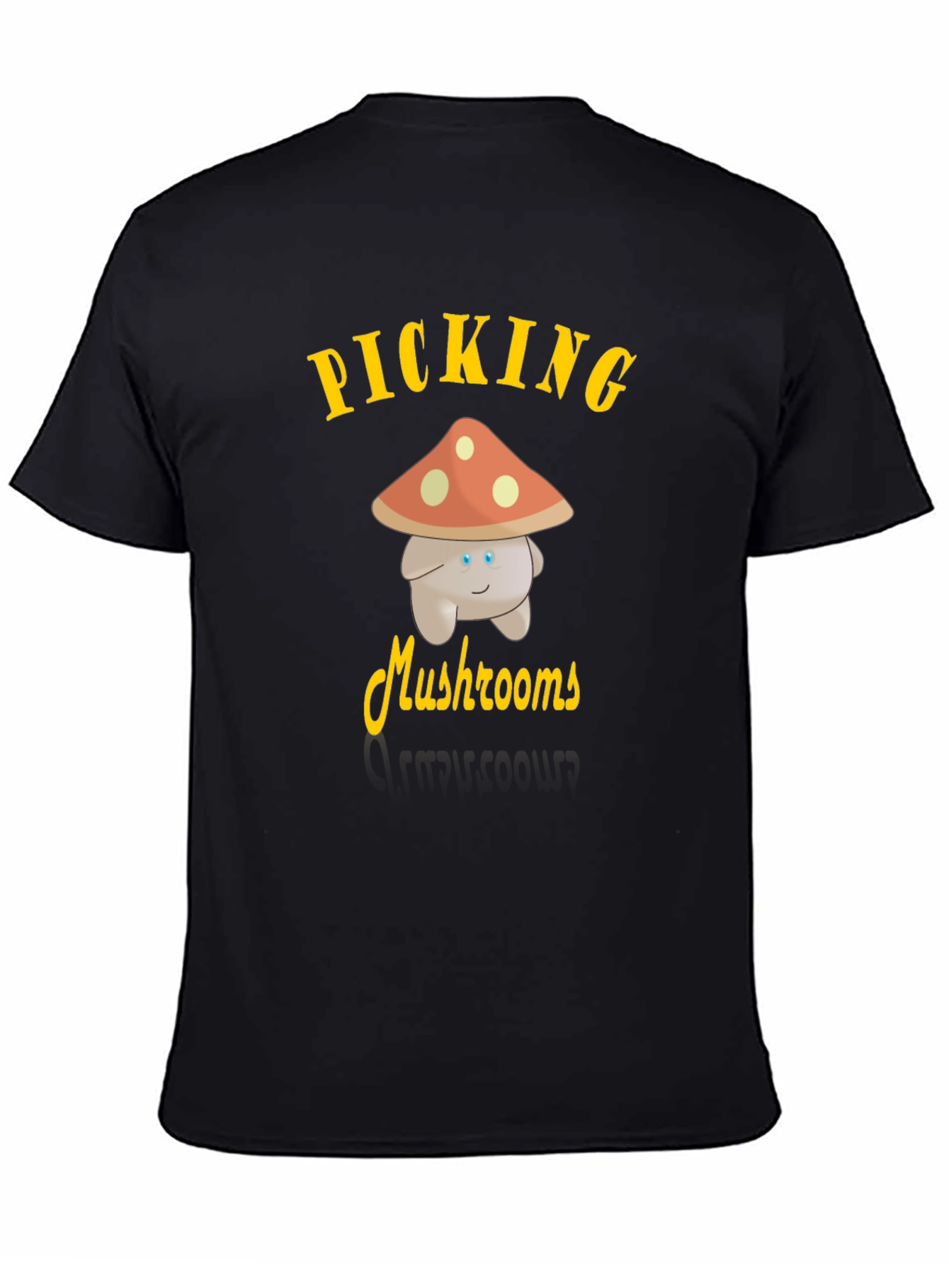 Black Picking Mushrooms Funny T-Shirt view 4