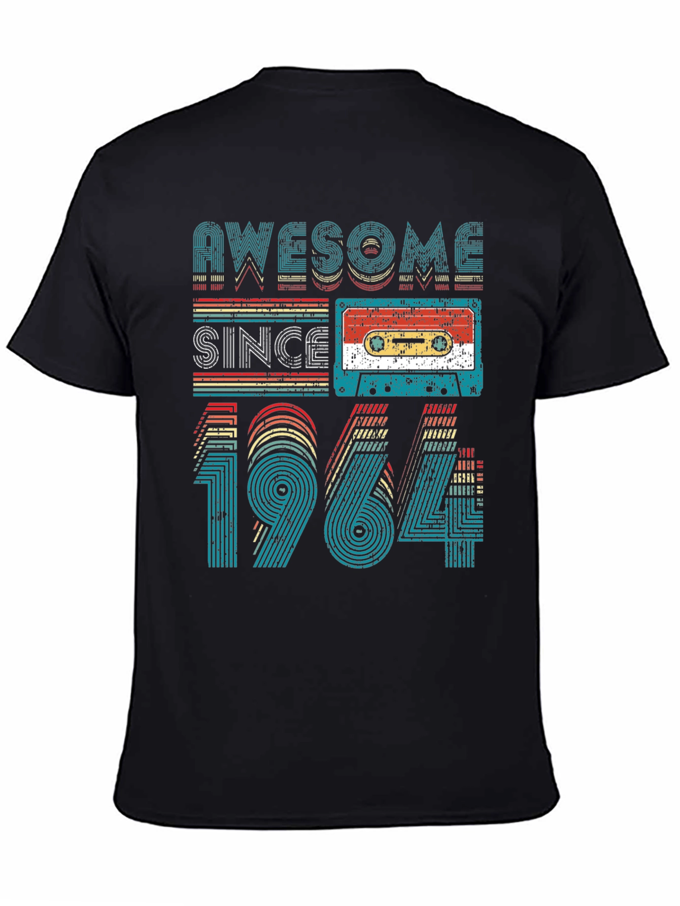 Black Awesome Since 1964 Cassette Tape Graphic Tee view 4