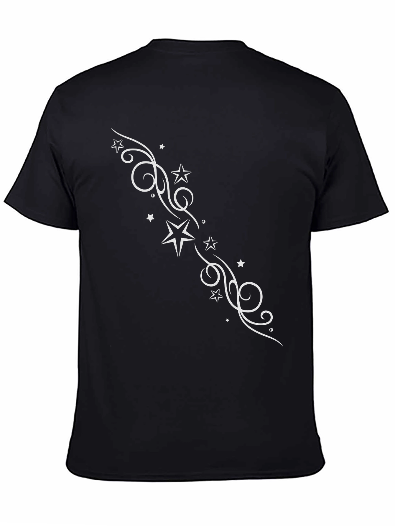 Black Men's Black T-Shirt with Star Design view 4