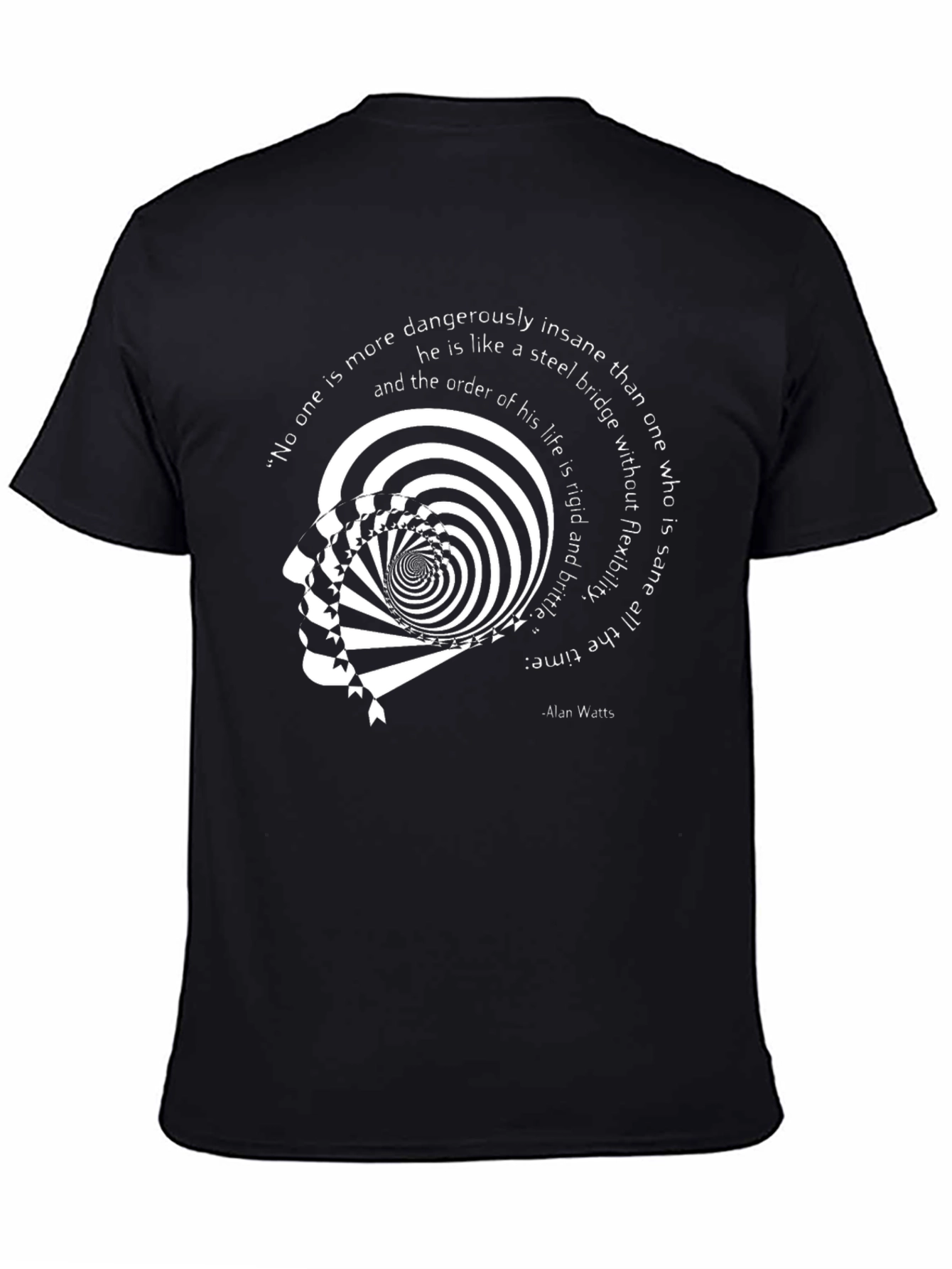 Black Abstract Alan Watts Quote T-Shirt view 4