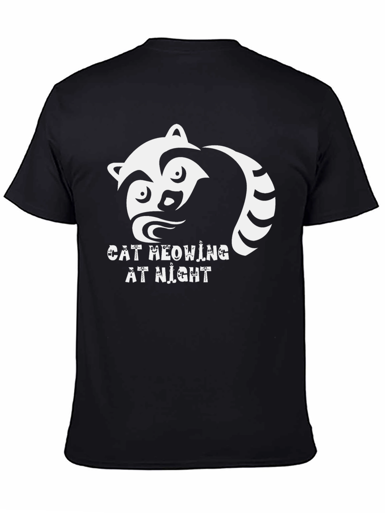 Black Cat Meowing at Night Graphic Tee view 4