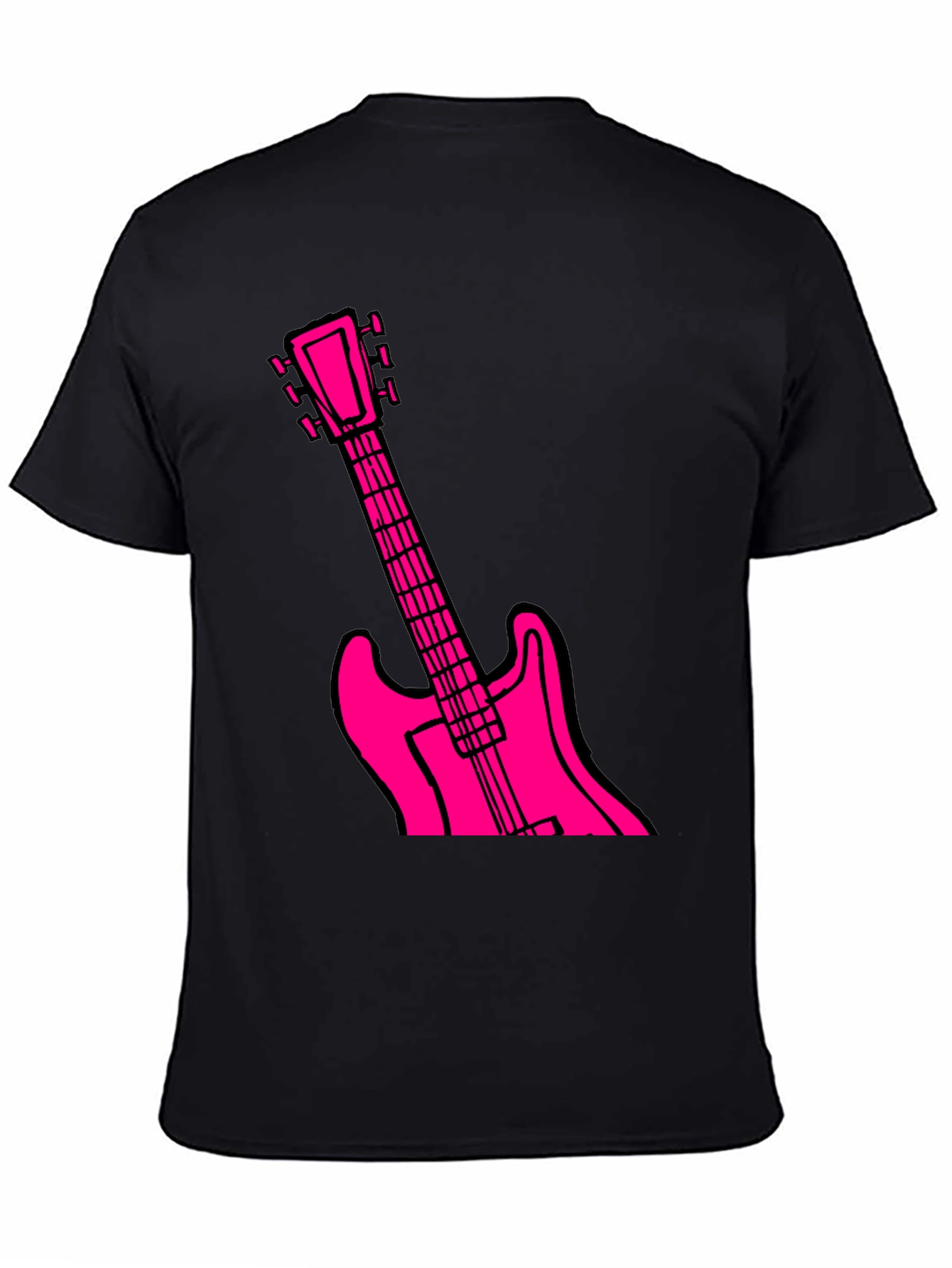 Black Black T-Shirt with Pink Guitar Graphic view 4