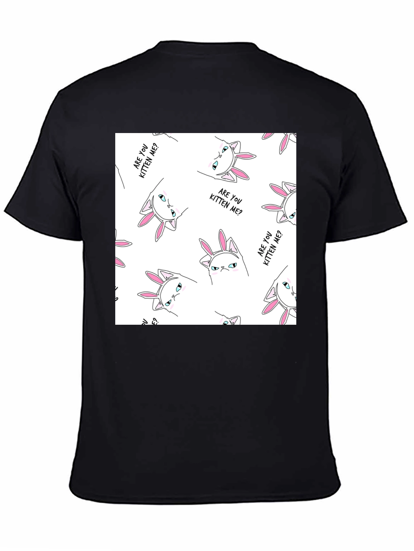 Black Funny Cat T-Shirt - Are You Kitten Me? view 4