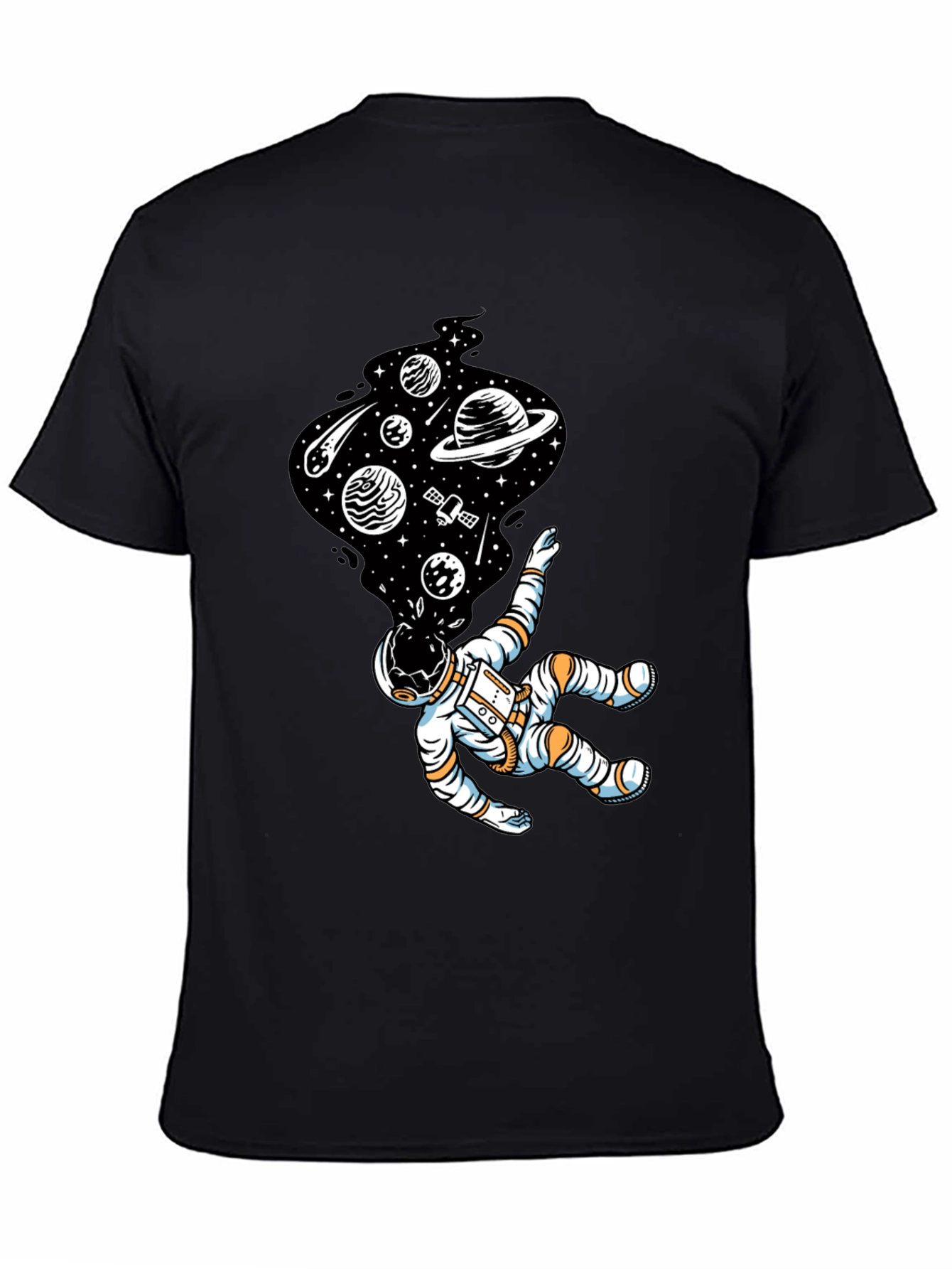 Black Astronaut Space Dream T-Shirt - Black Graphic Tee view 4