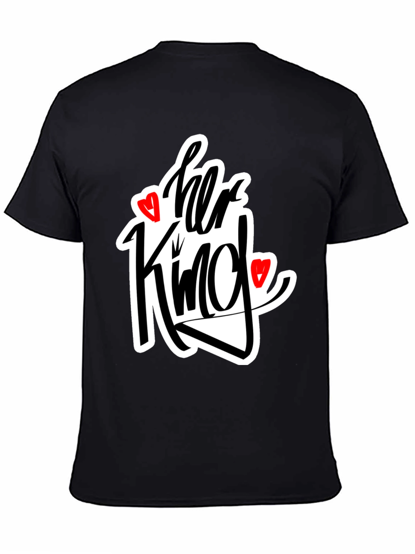 Black Her King Matching Graphic Tee Shirt view 4