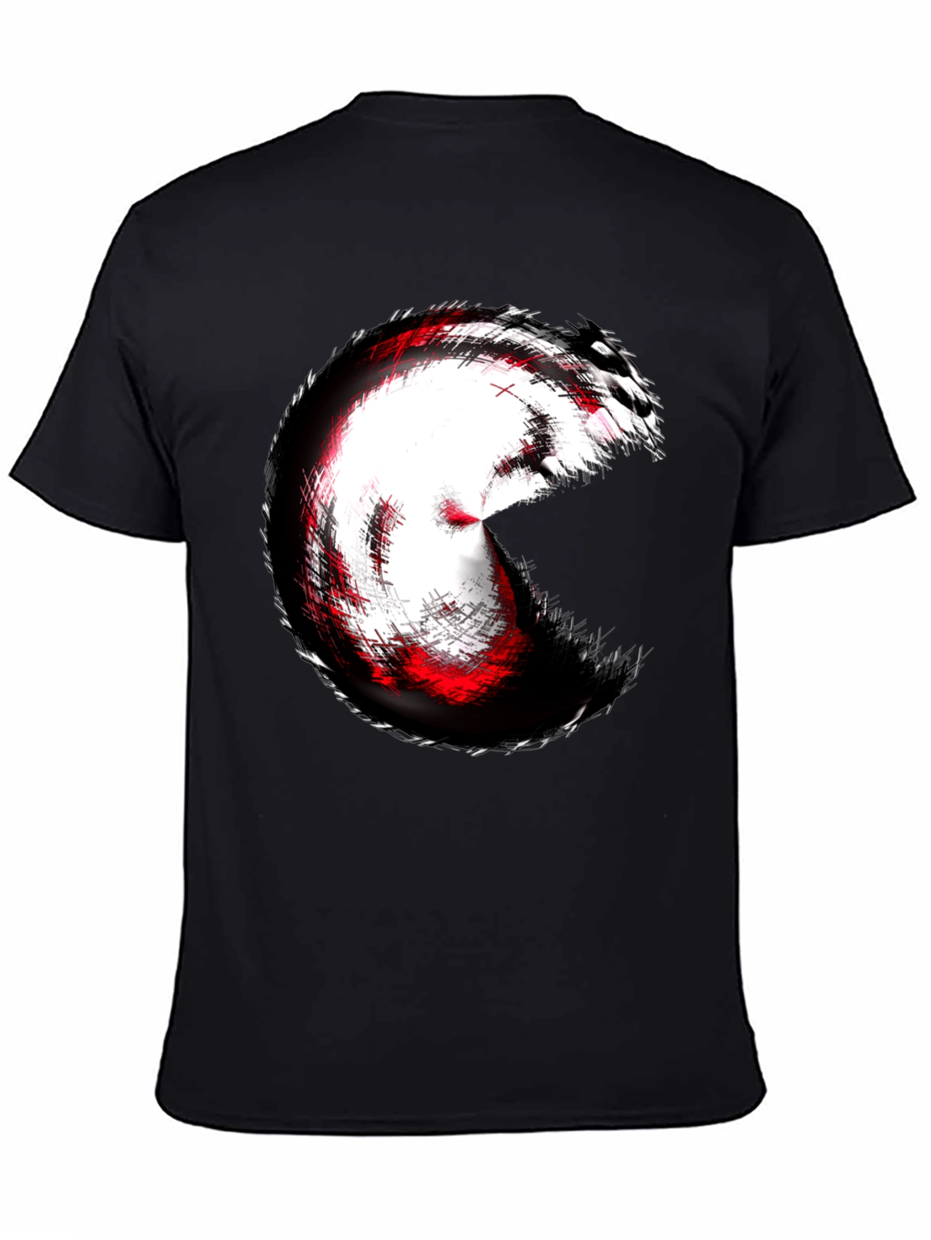 Black Abstract Circle Graphic Tee - Black Cotton Blend view 4