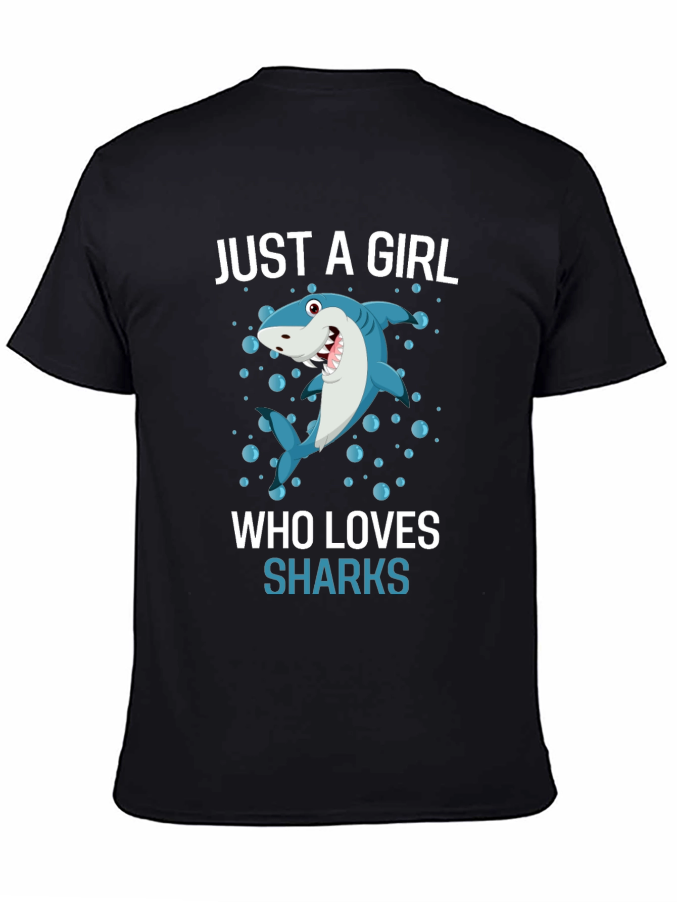 Black Just A Girl Who Loves Sharks T-Shirt view 4