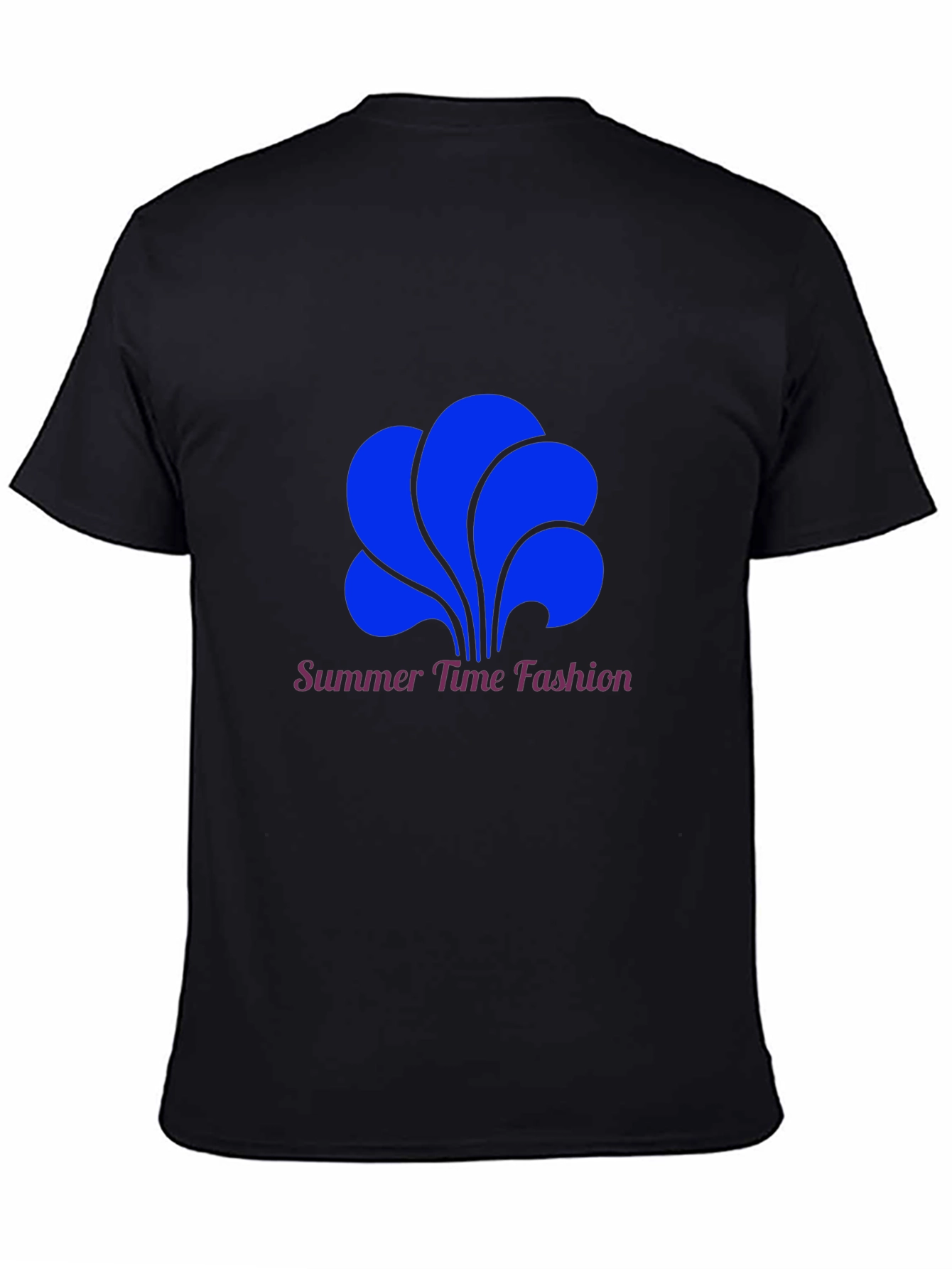 Black Summer Time Fashion Tee - Bold Blue Graphic view 4