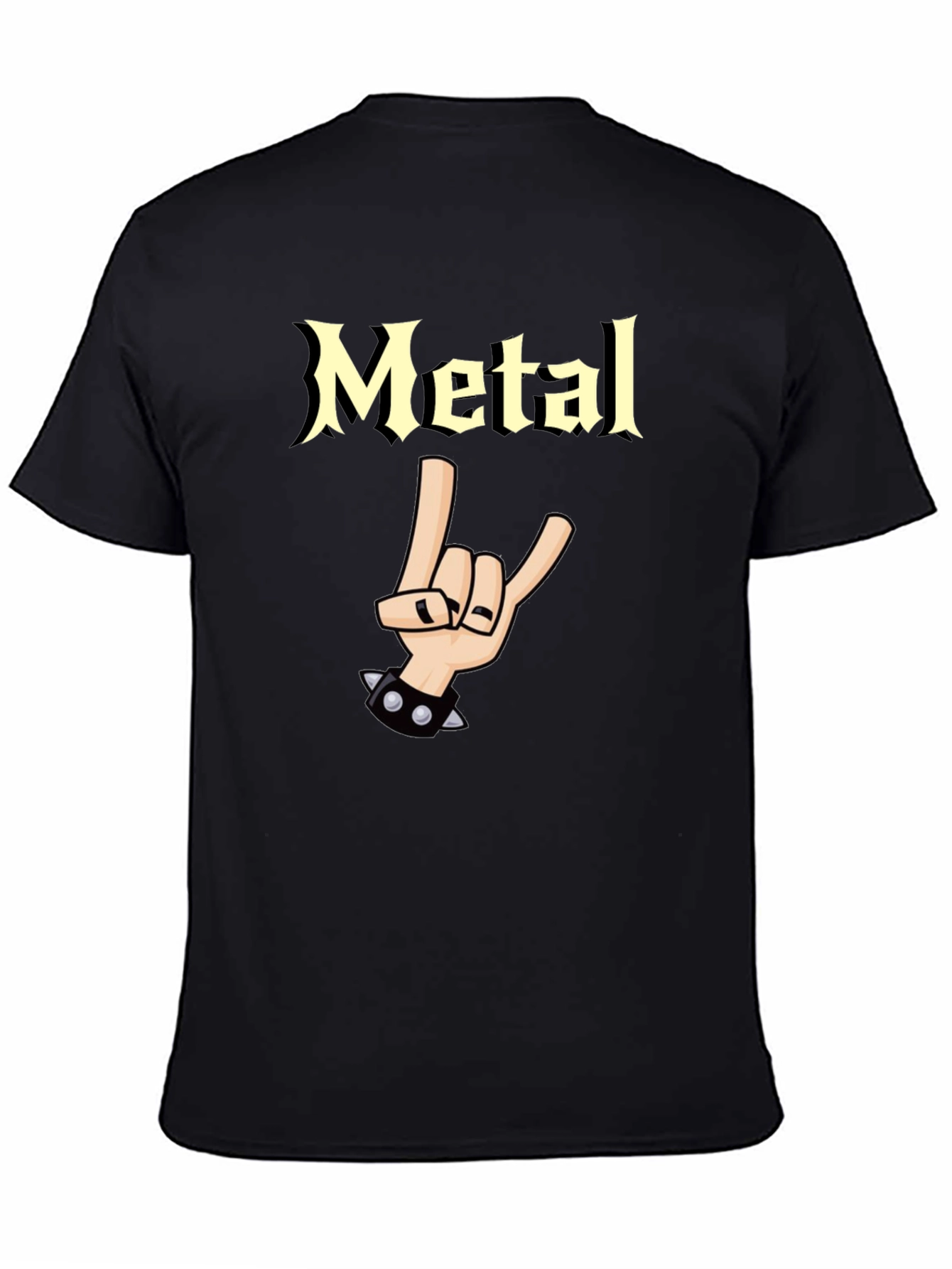 Black Metal Graphic T-Shirt - Rock On Hand Gesture view 4