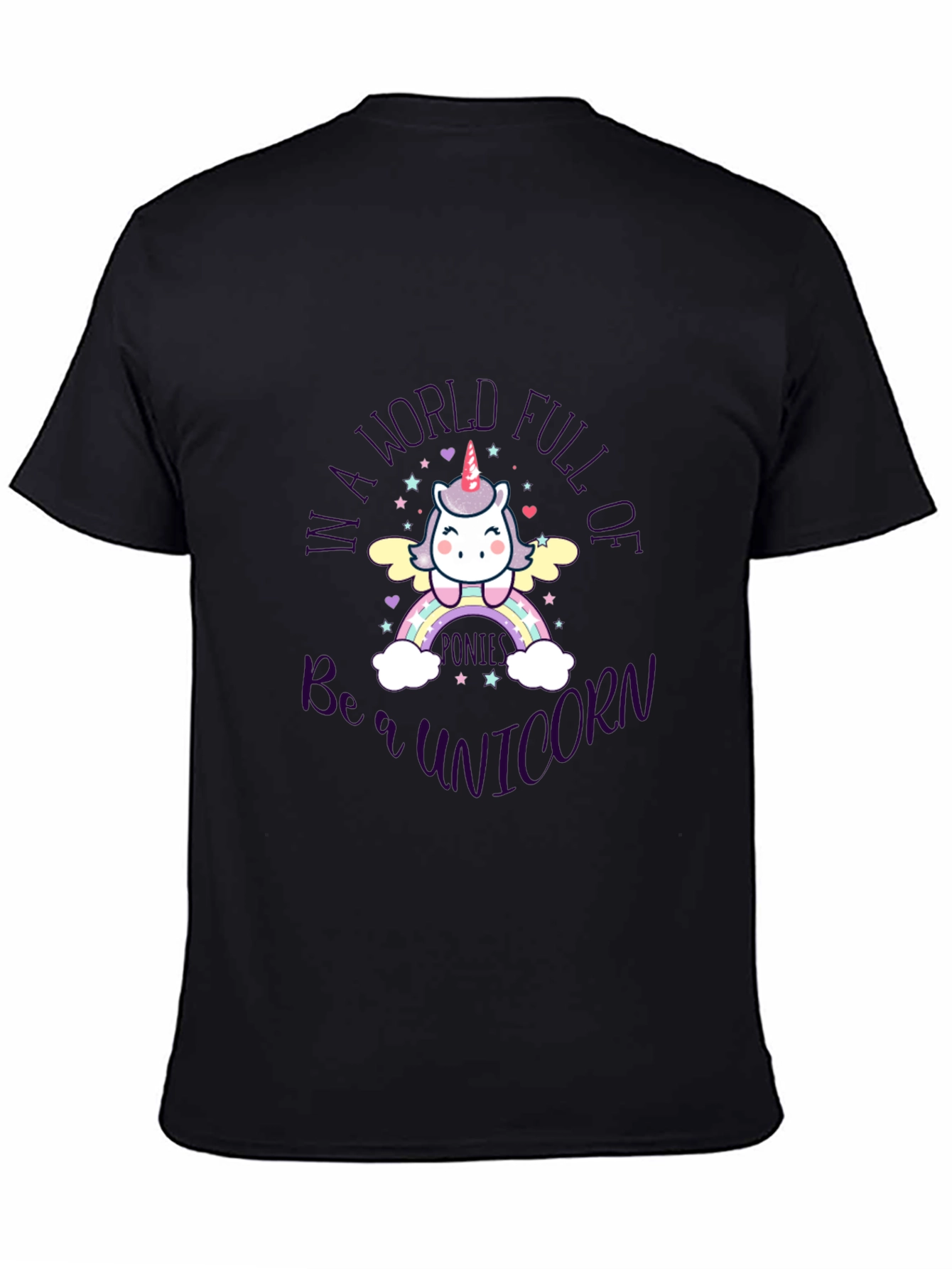 Black Cute Unicorn T-Shirt - Be a Unicorn in a World Full view 4