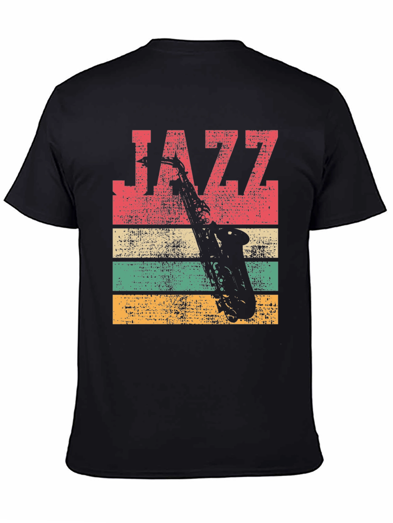Black Vintage Jazz Saxophone T-Shirt view 4