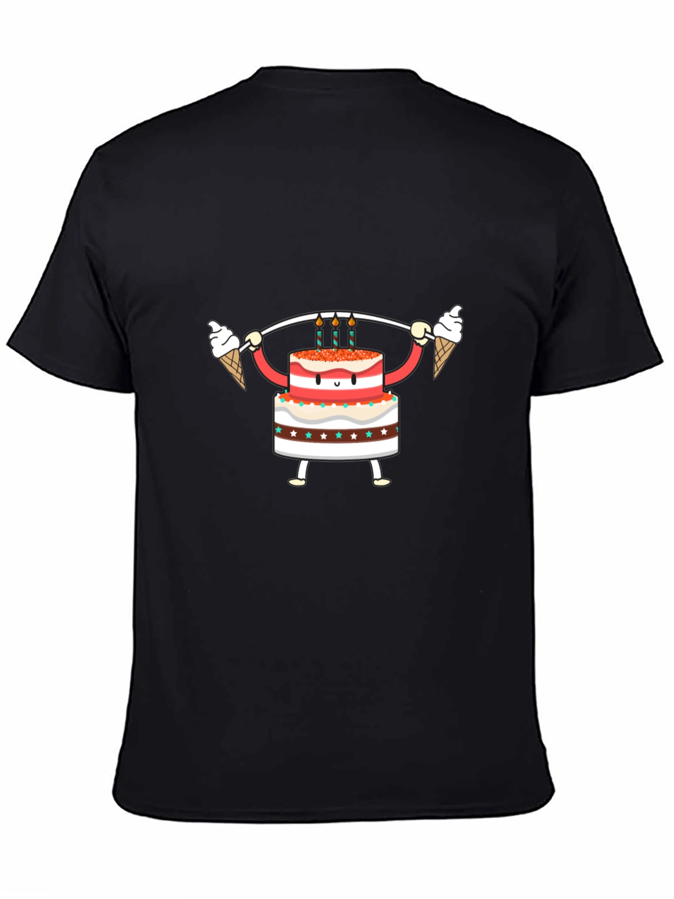 Black Cake Lifting Weights Graphic Tee view 4