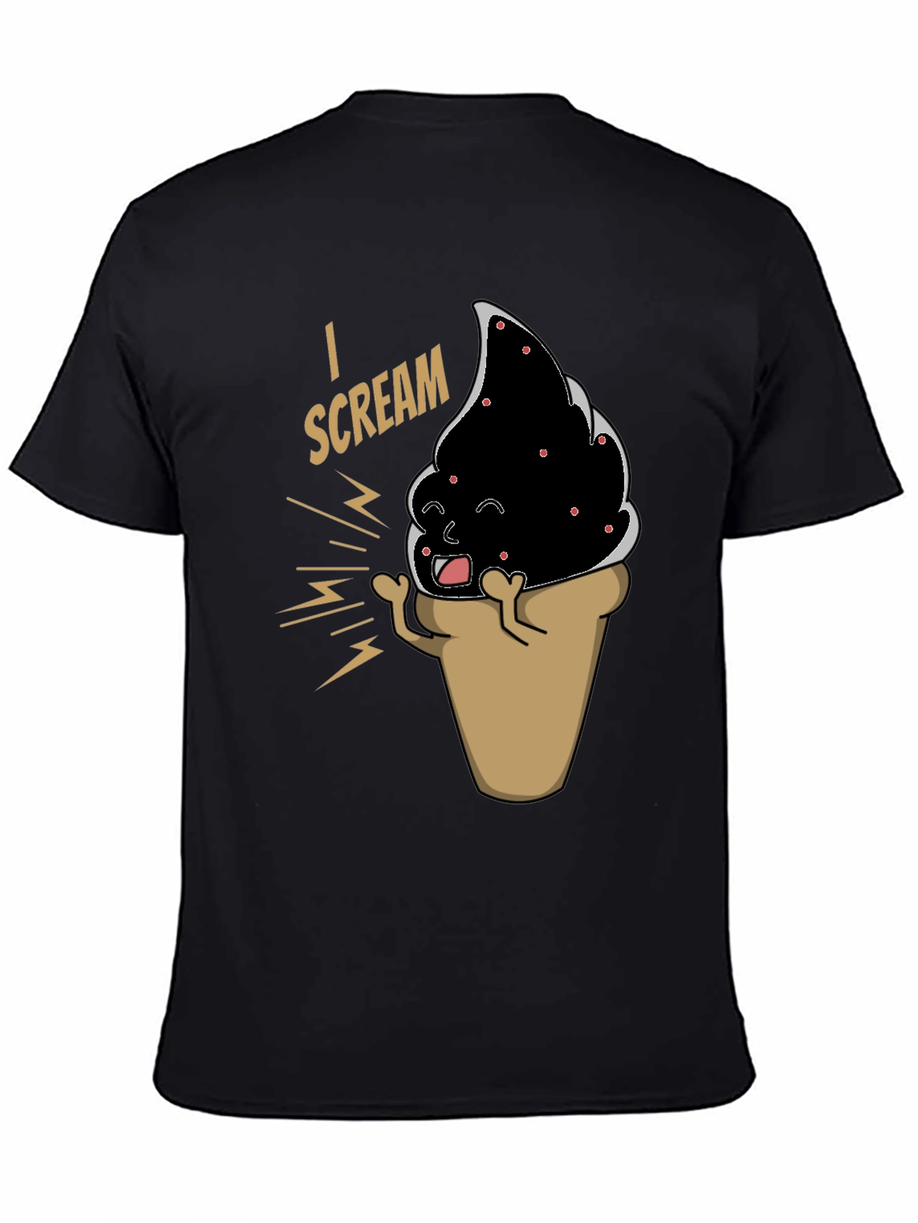 Black I Scream T-Shirt - Funny Ice Cream Cone Graphic Tee view 4