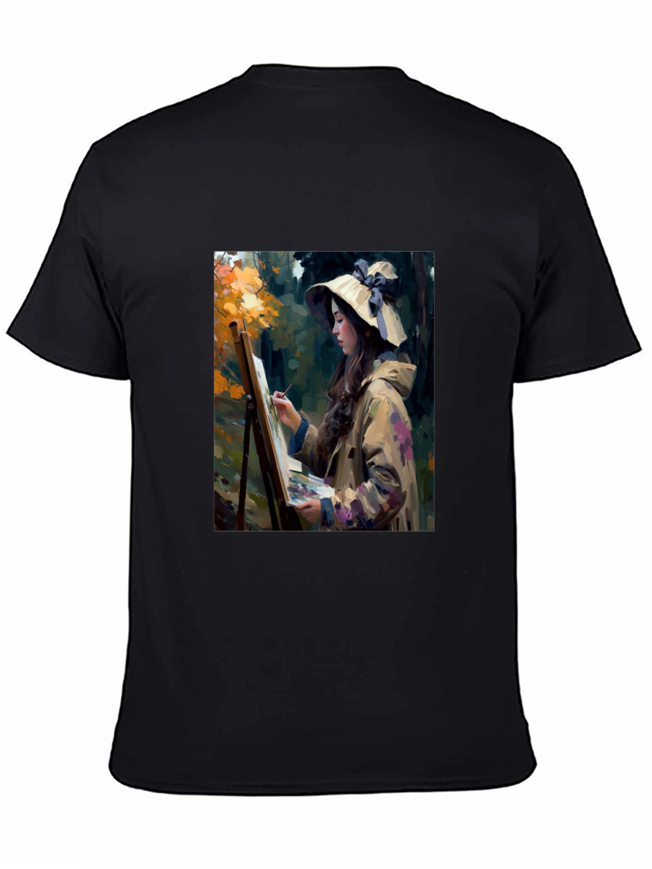 Black Artistic Woman Painting Scene Graphic T-Shirt view 4