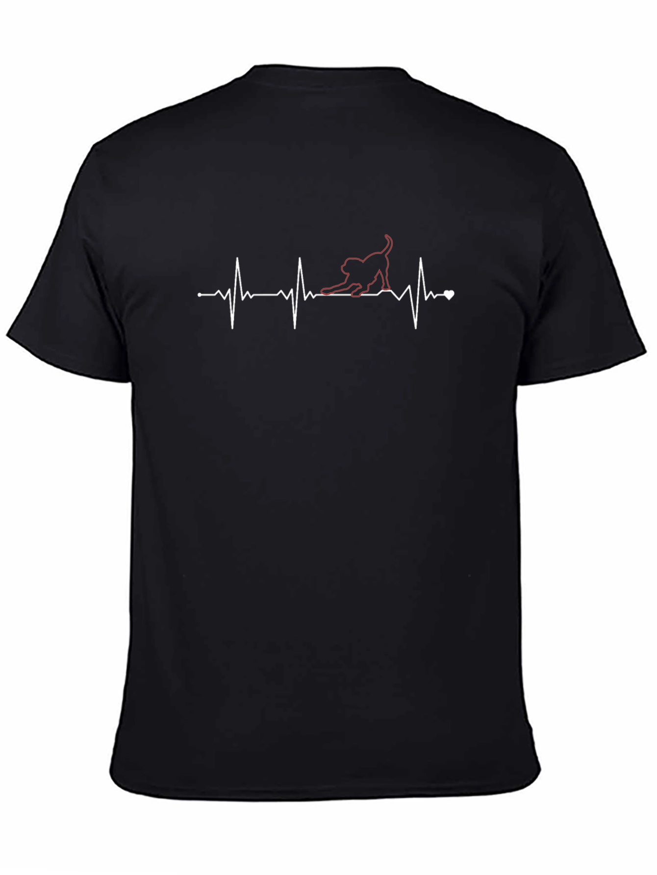 Black Cat Heartbeat T-Shirt - Black view 4